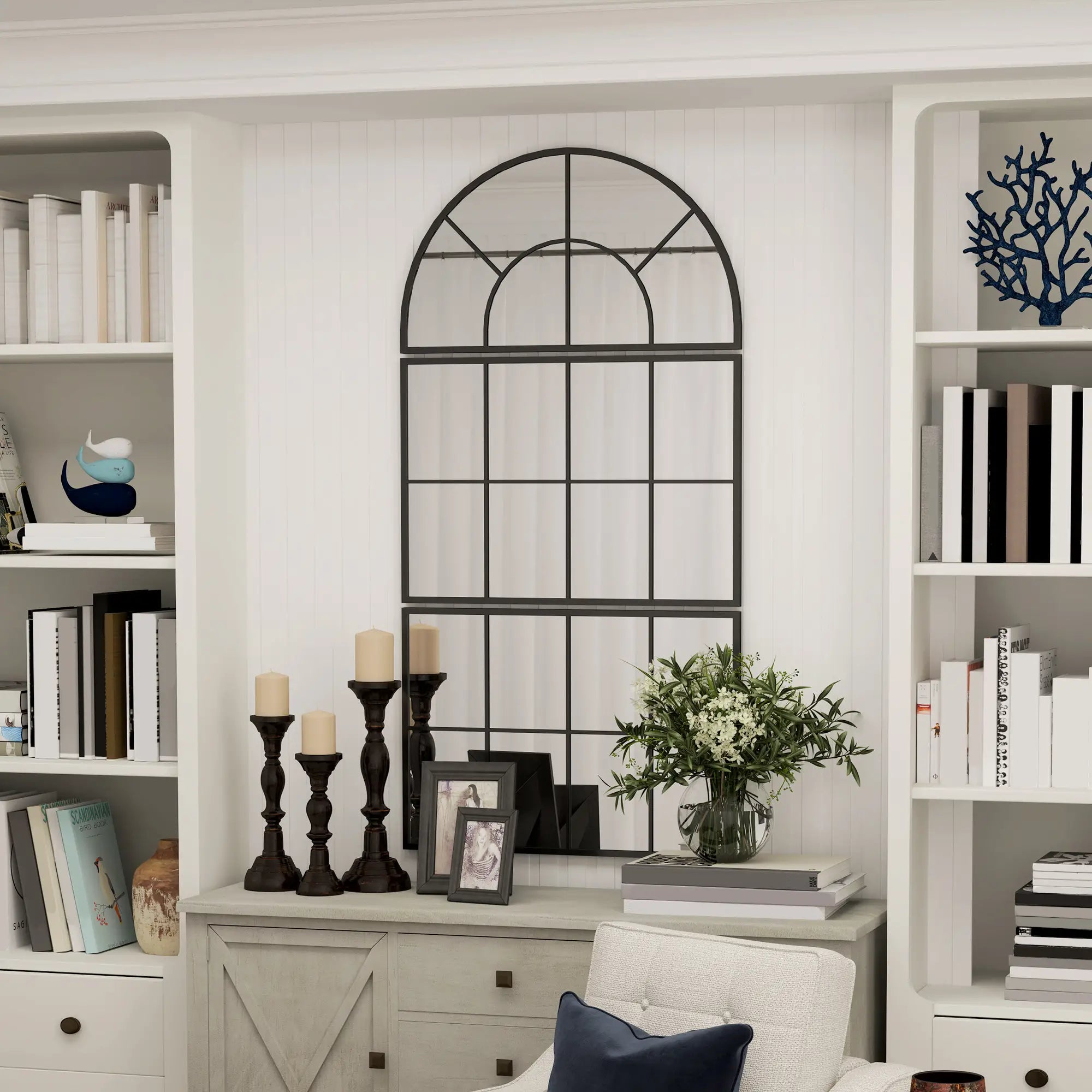 HOMCOM Wandspiegel 3-teilig Fensterdesign klare Reflexion