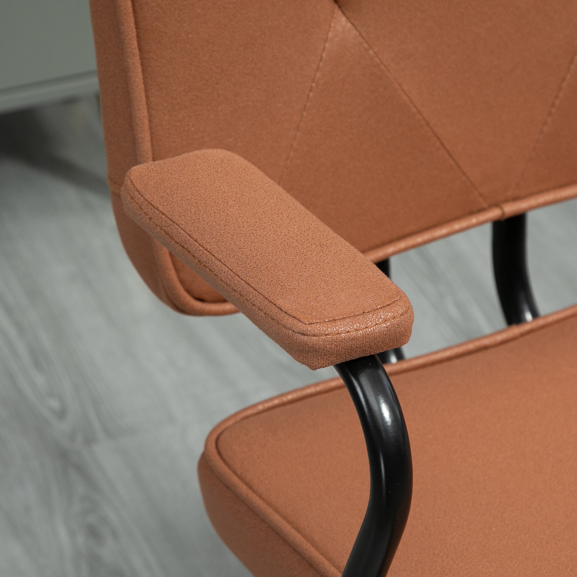 Vinsetto Bürostuhl mit Rollen Drehstuhl Schreibtischstuhl für Büro höhenverstellbar mit Wippfunktion 360°-Drehung neigbar Schaumstoff Braun 61 x 58 x 82-91 cm