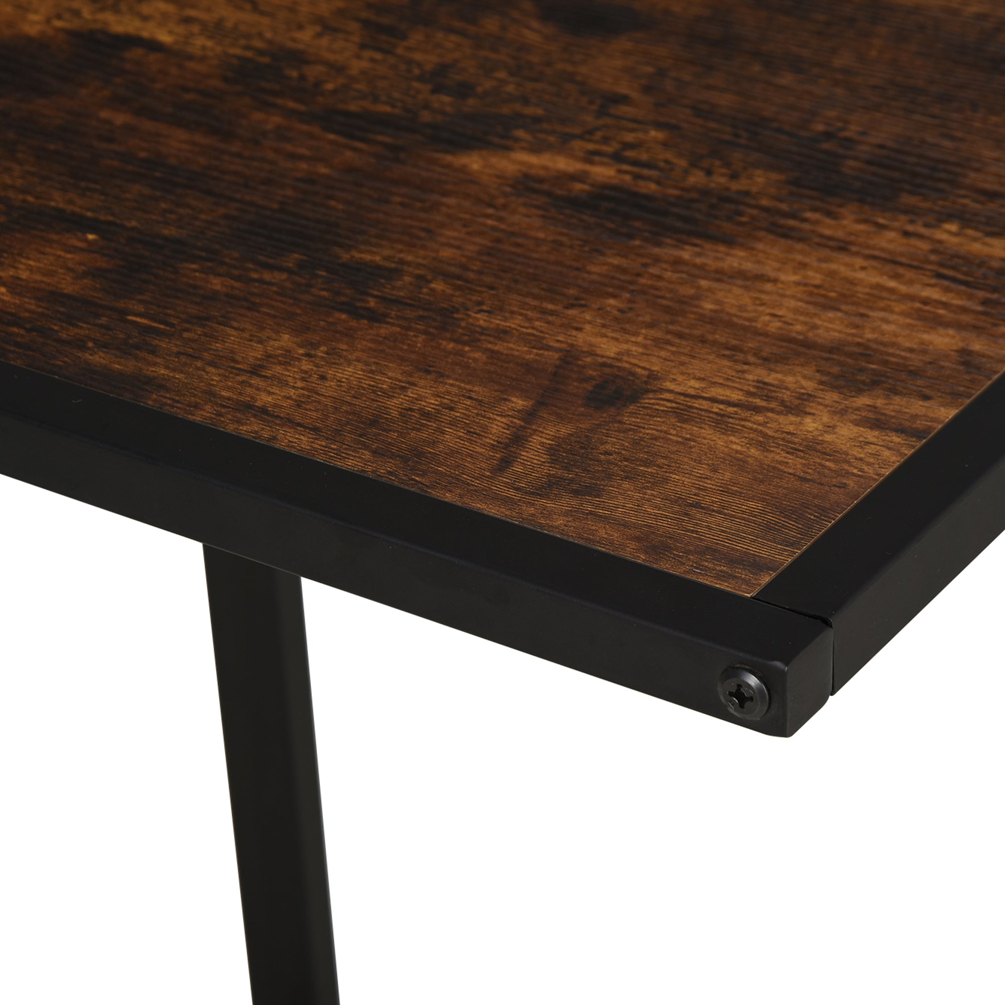 HOMCOM Beistelltisch in C-Form Kaffeetisch Couchtisch Laptoptisch für Schlafzimmer und Wohnzimmer kleiner Bereich mit Metallgestell Industrie-Stil Metall MDF Rustikal-Braun 40,6 x 50,8 X 64,2 cm