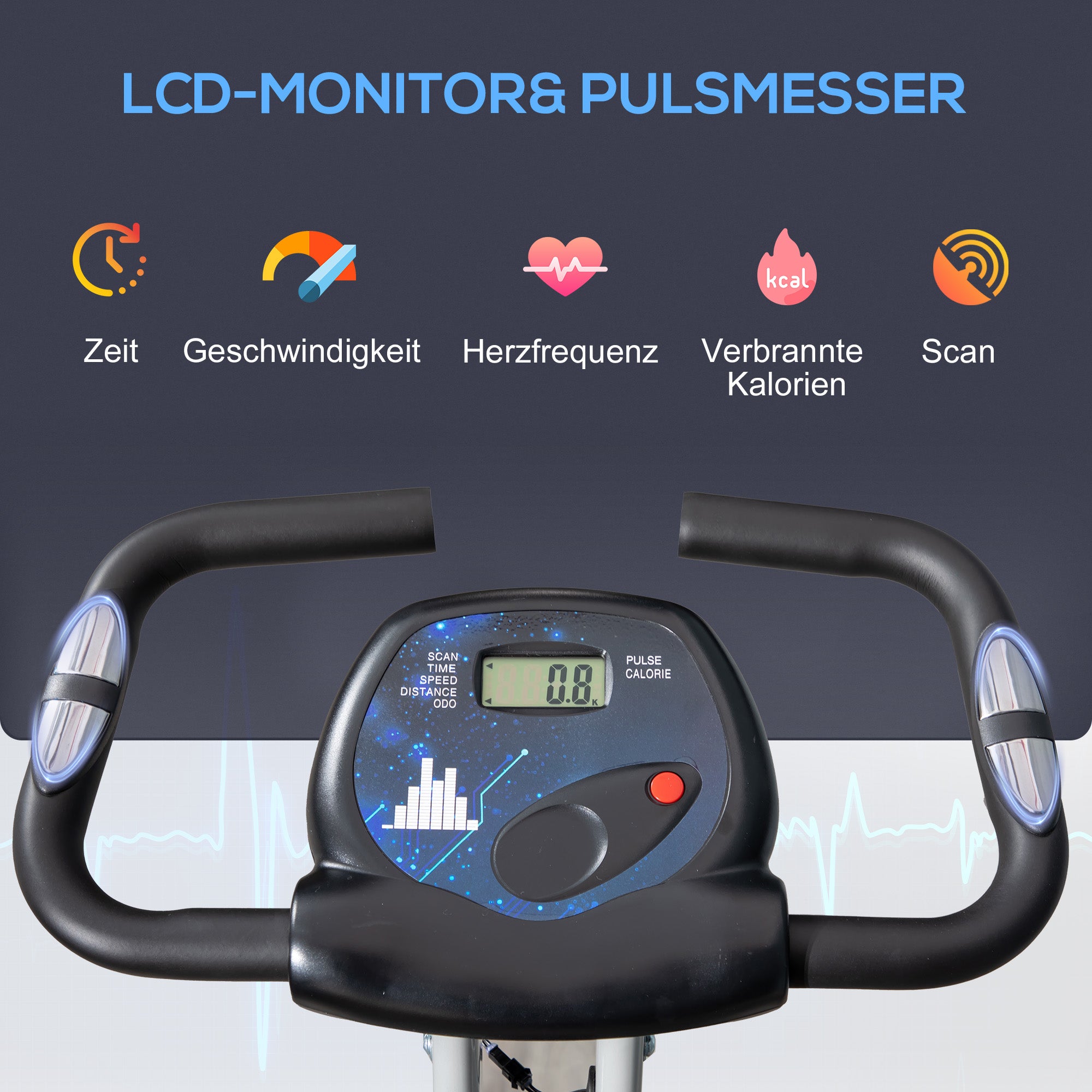 HOMCOM Heimtrainer Fahrradtrainer mit 8 stufig einstellbarem Magnetwiderstand höhenverstellbar Stahl Schwarz+Grau