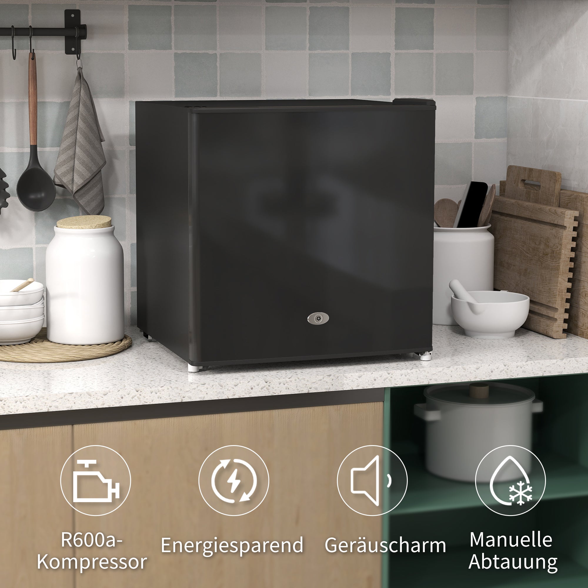 HOMCOM Mini-Gefrierschrank 35 L Gefrierbox elektrisch freistehend 45 W Mini Gefriertruhe 47 x 44,2 x 48,8 cm Schwarz