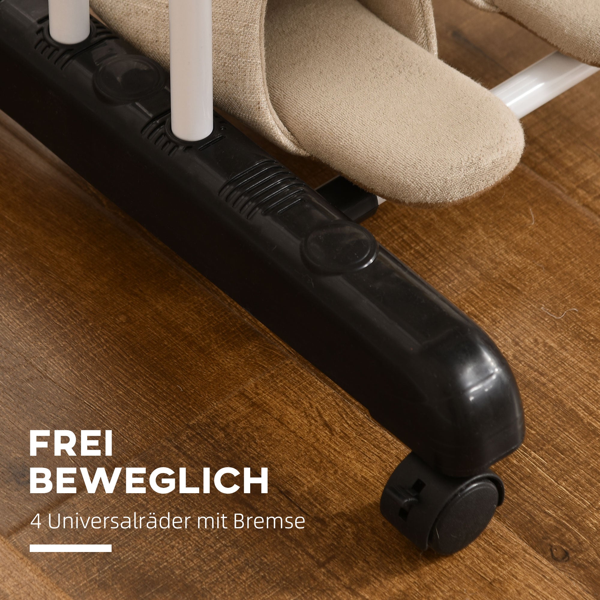 HOMCOM Wäscheständer, 4 Ebenen, klappbar, 4 Rollen mit 2 Bremsen, Metallrahmen, Schwarz, 73 x 64 x 177cm