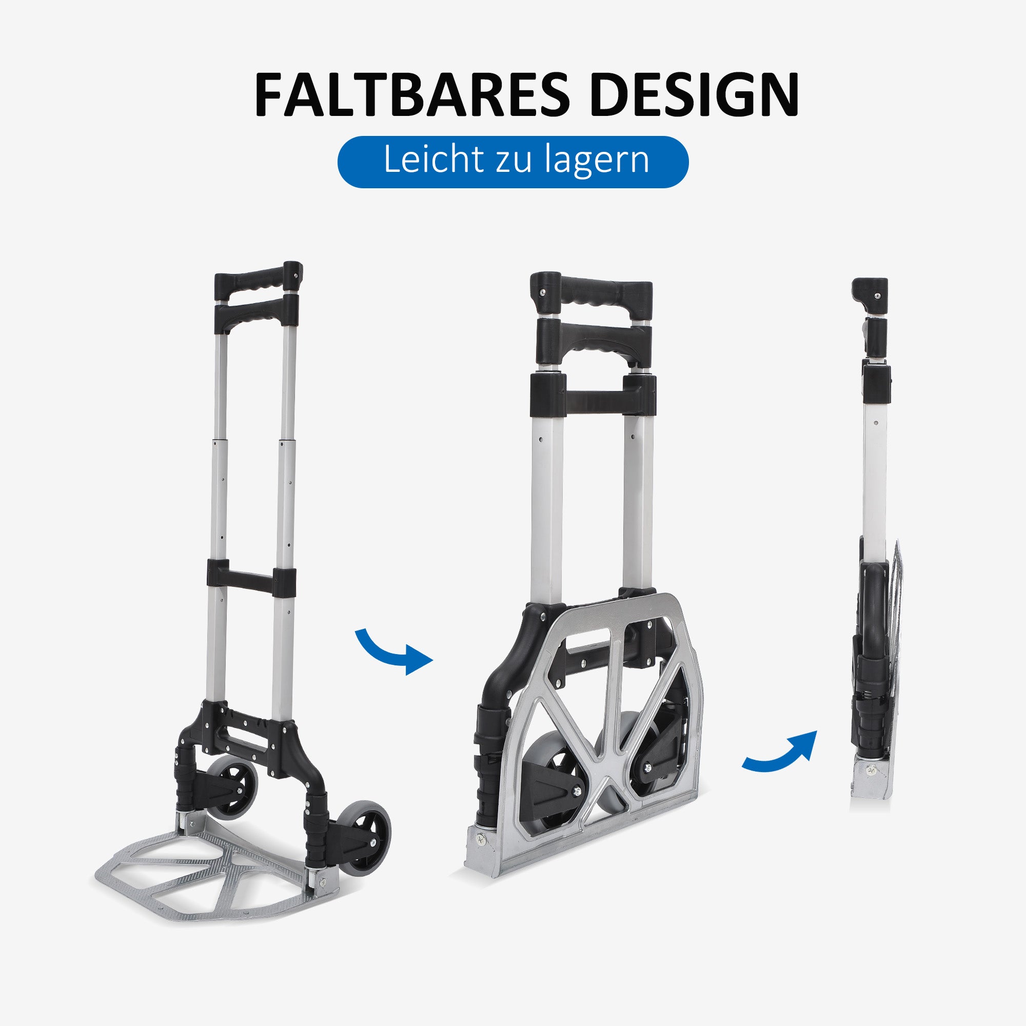 HOMCOM Alu Sackkarre Transportkarre klappbar Handkarre Stapelkarre Aluminium max. 70 kg belastbar
