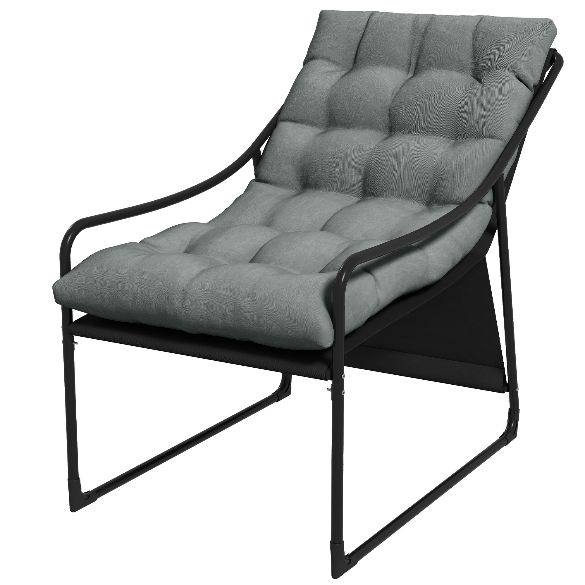 Bequemer Gartensessel mit Kissen & Armlehne, Grau