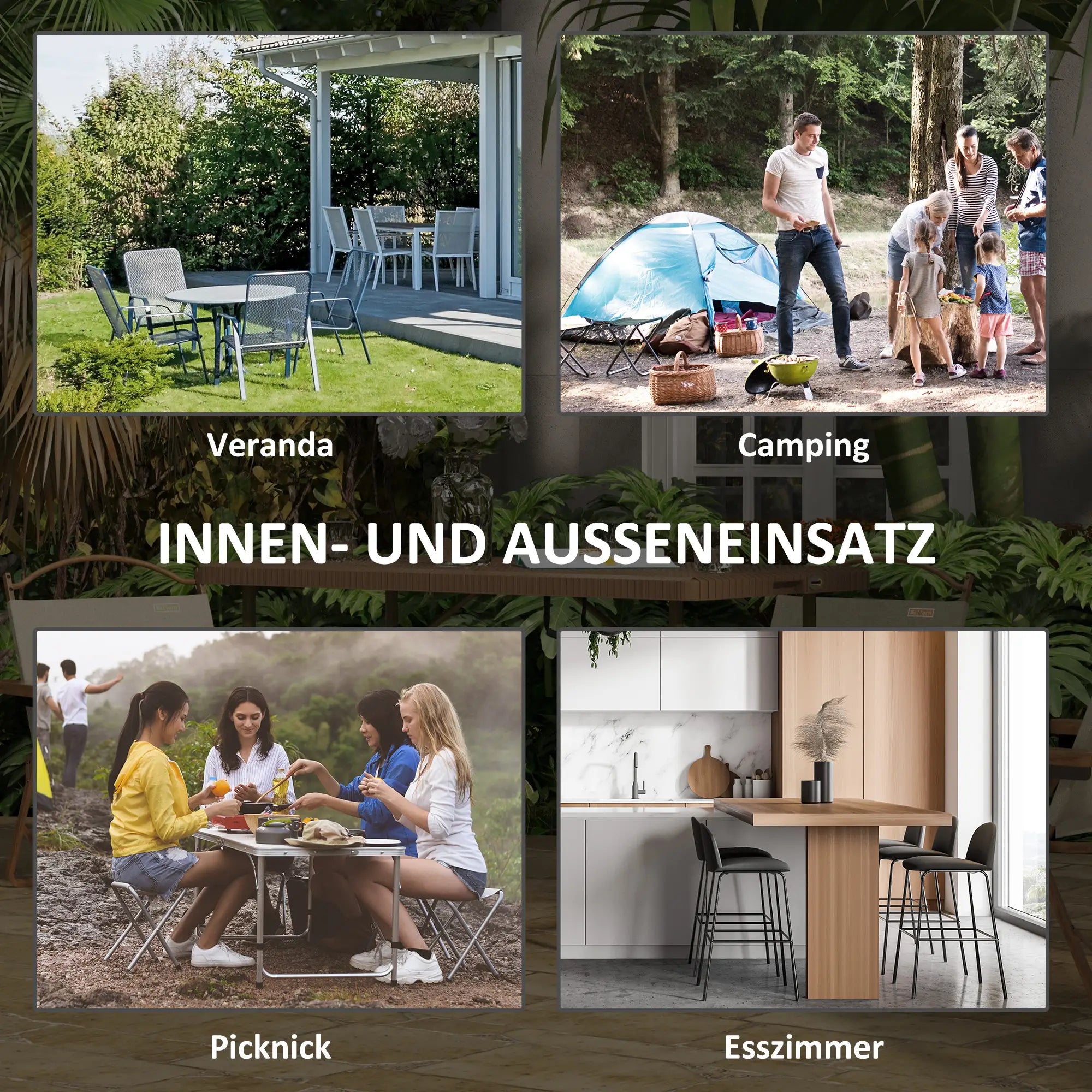 Klapptisch in Rattanoptik für 4 Personen, Braun