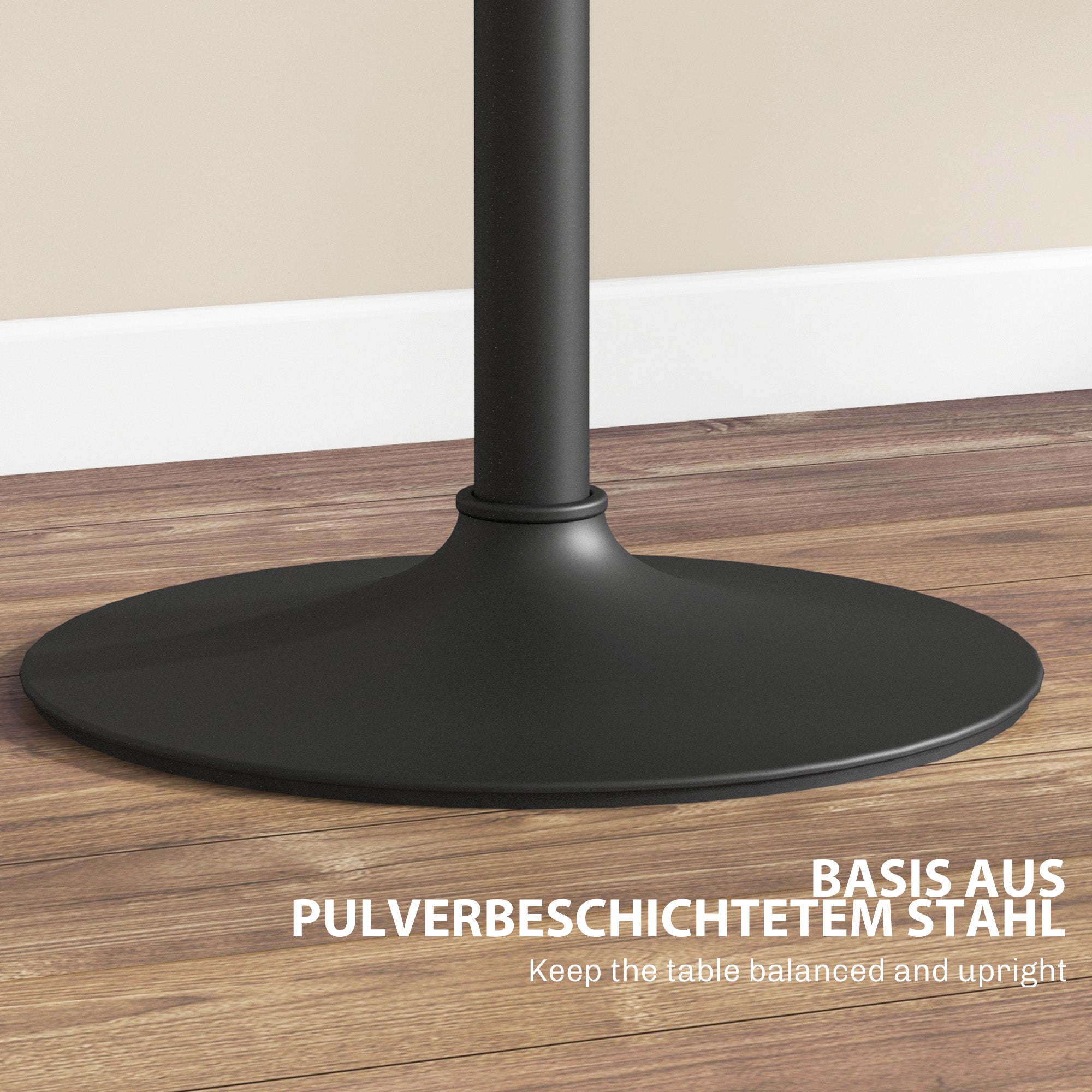 HOMCOM Bartisch für 2 Personen, höhenverstellbar, Marmoroptik, 60 x 60 x 68-93,5 cm, Schwarz