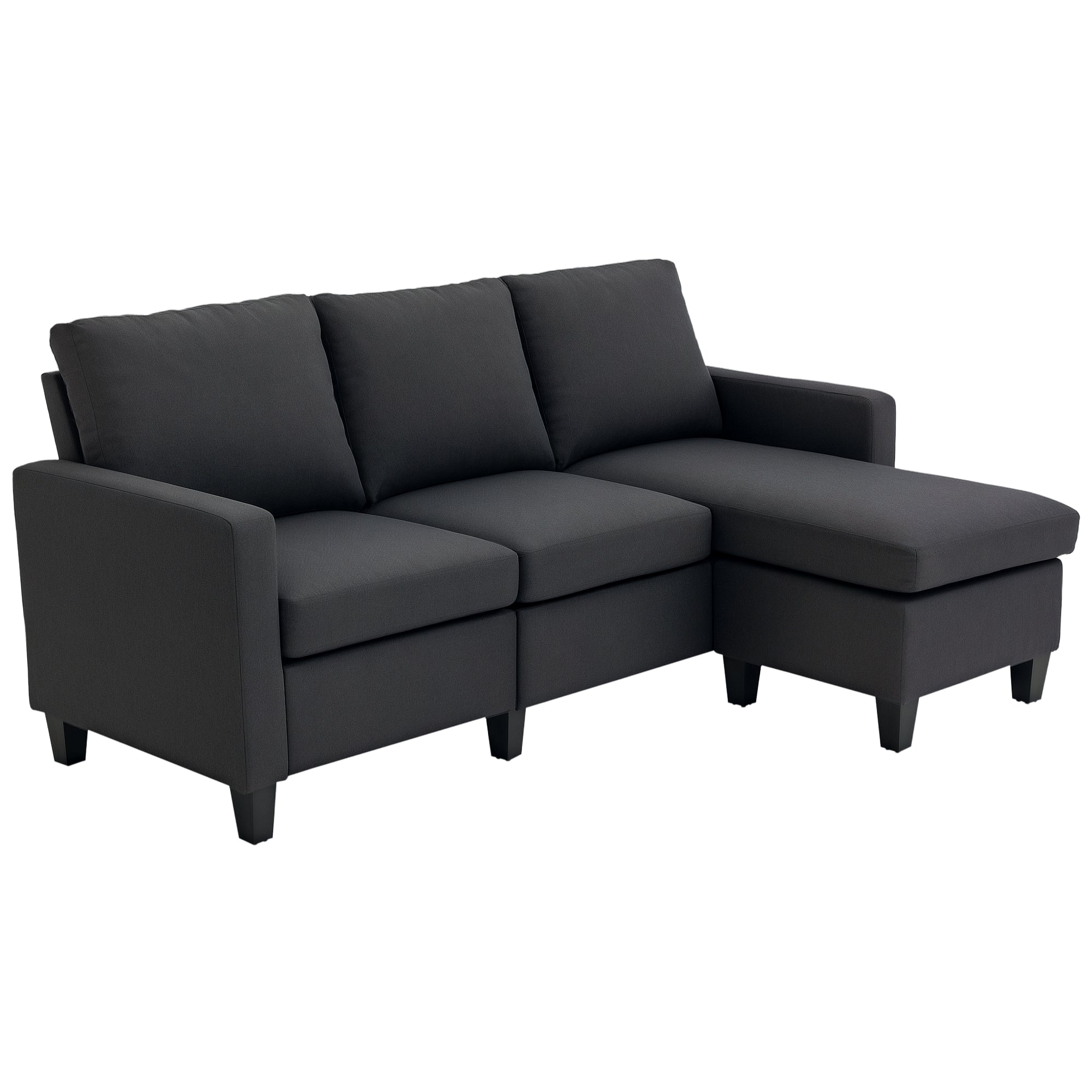 HOMCOM Ecksofa mit Schlaffunktion, 3 Sitzer Sofa und Kissen, Eckcouch, L-Form Couch für Wohnzimmer, Schlafzimmer 197 x 139 x 91 cm, Leinen, Dunkelgrau