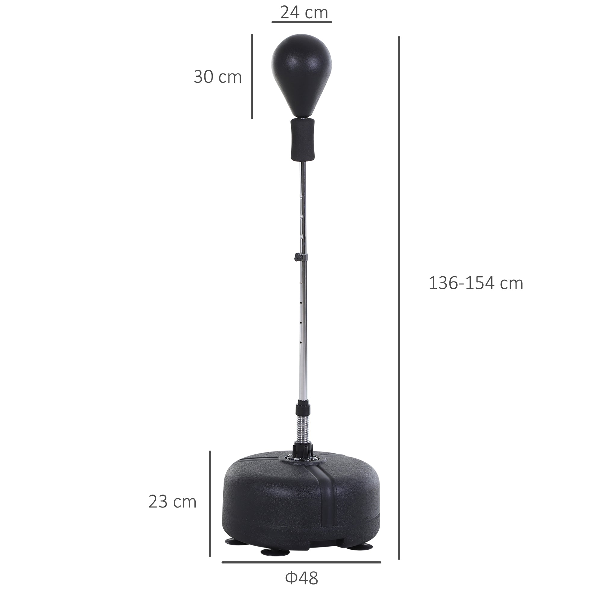HOMCOM Punchingball Set Standbox Training Set 136-154 cm höhenverstellbar mit 1 paar Handschuhe Geeignet für Profis und Anfänger Schwarz