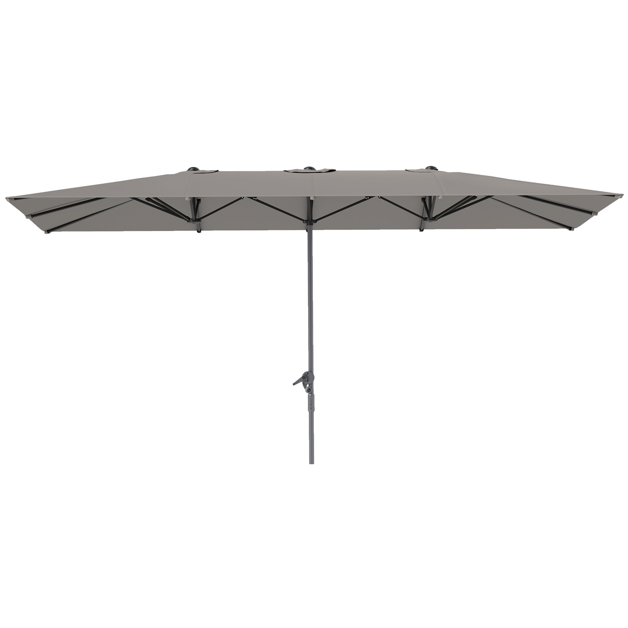 Outsunny Doppelseitiger Schirm, 451 x 264 cm Sonnenschirm mit Kurbelsystem, 12 Metallstreben, Aluminiummast, Dunkelgrau