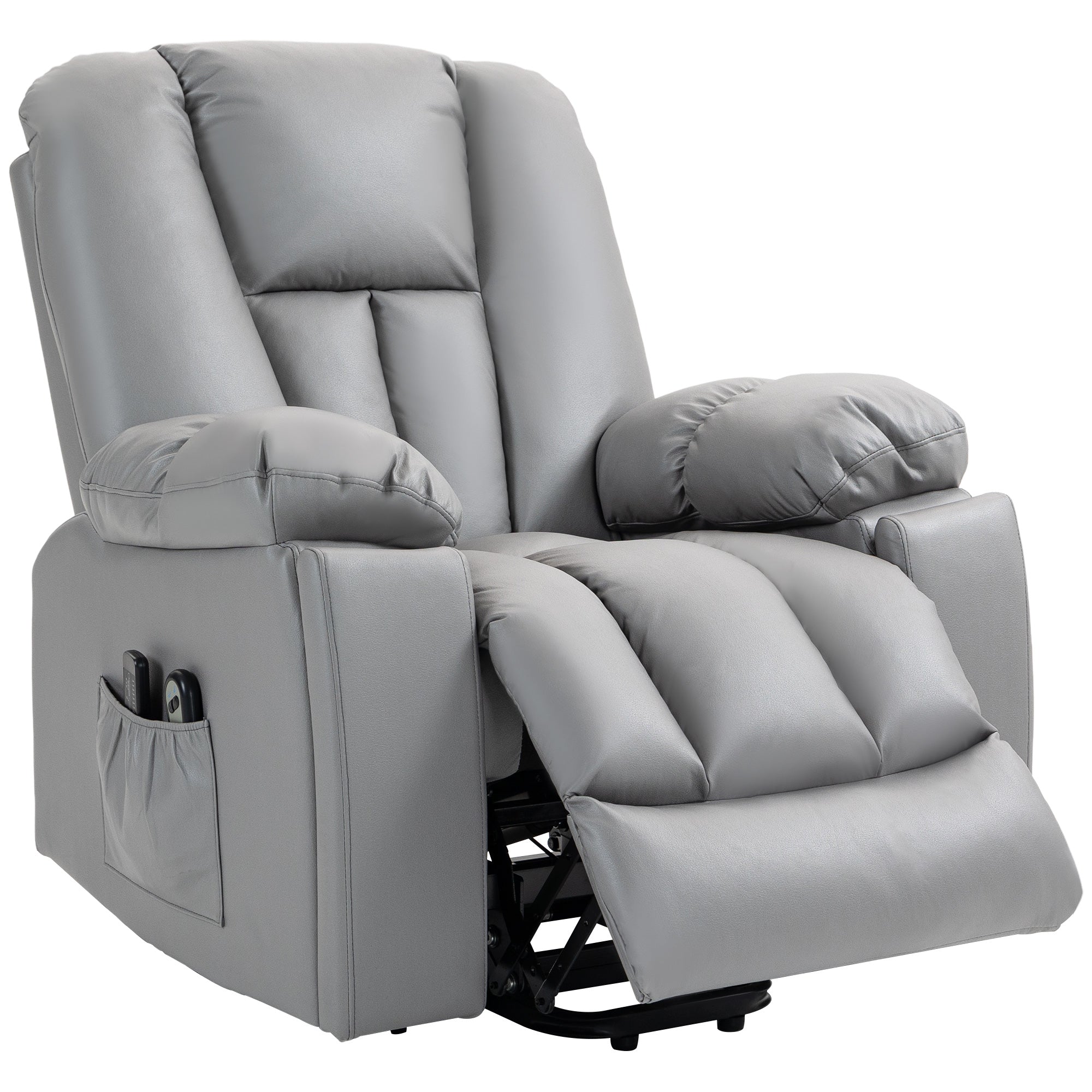 HOMCOM Massagesessel Relaxsessel Seniorensessel, Fernbedienung, Seitentaschen, 94 cm x 96 cm x 106 cm, Dunkelgrau