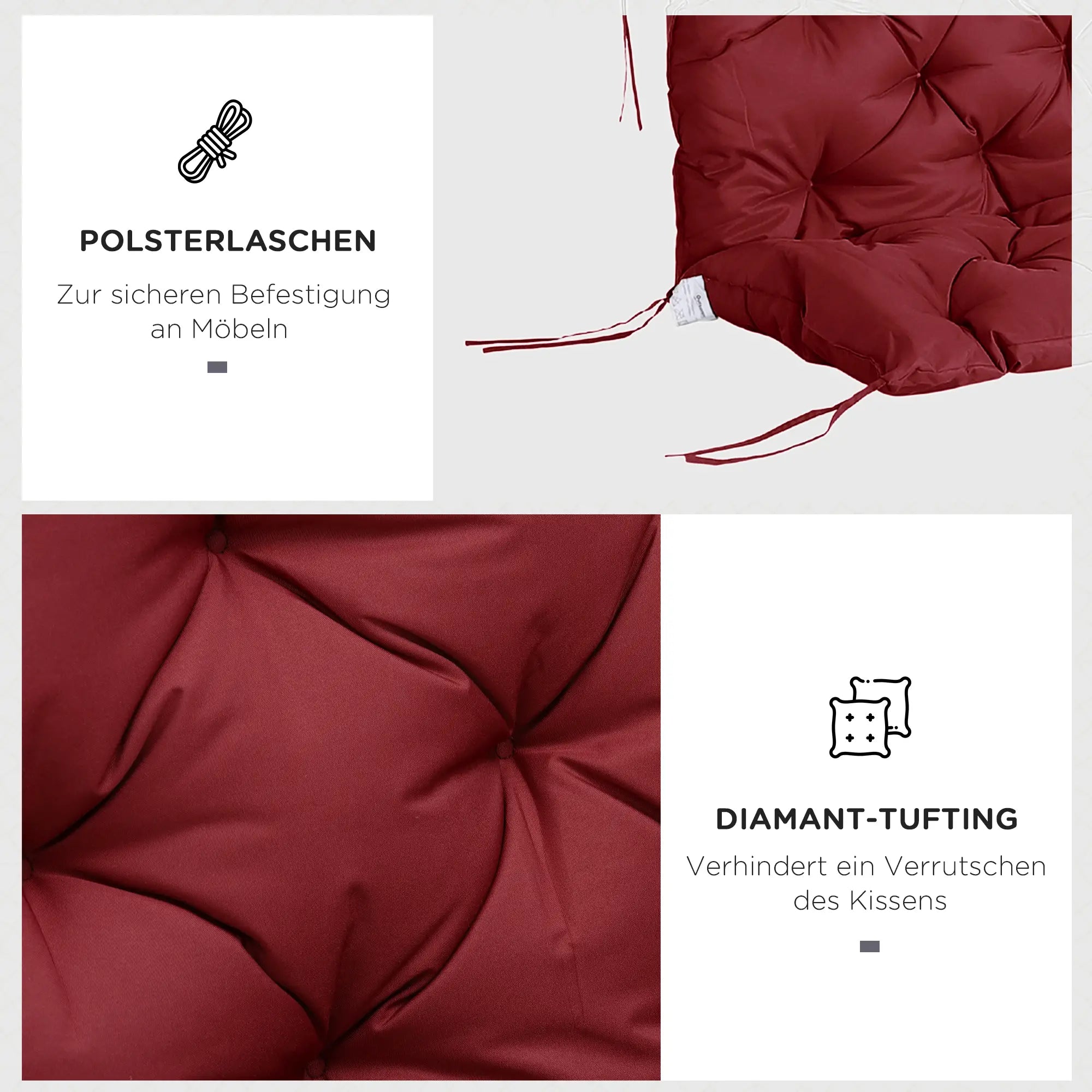 Outsunny 3-Sitzer Bankauflage Rot