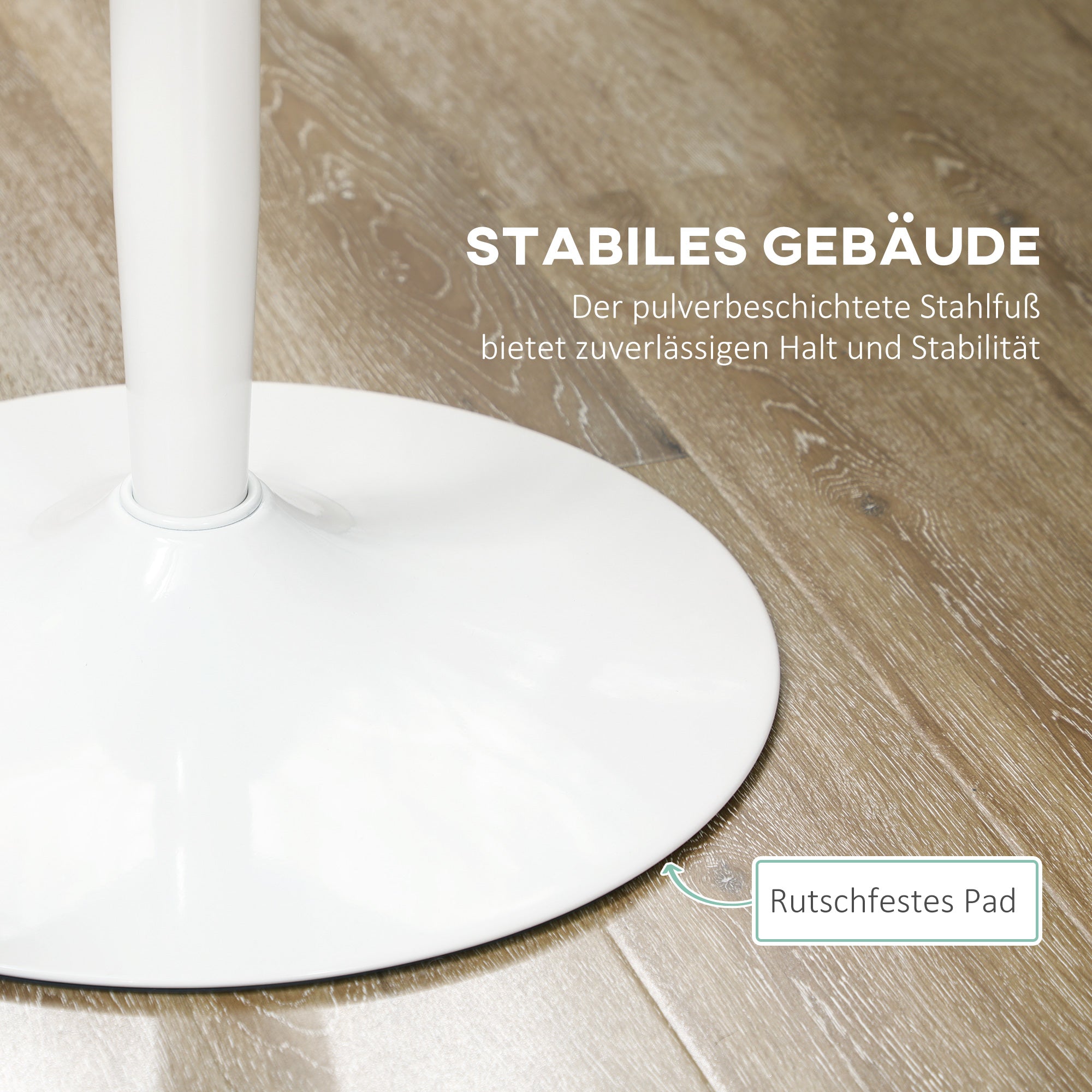 HOMCOM Esstisch für 2 Personen, runde Tischplatte, Stahlfuß, weiß, 70 x 70 x 75 cm