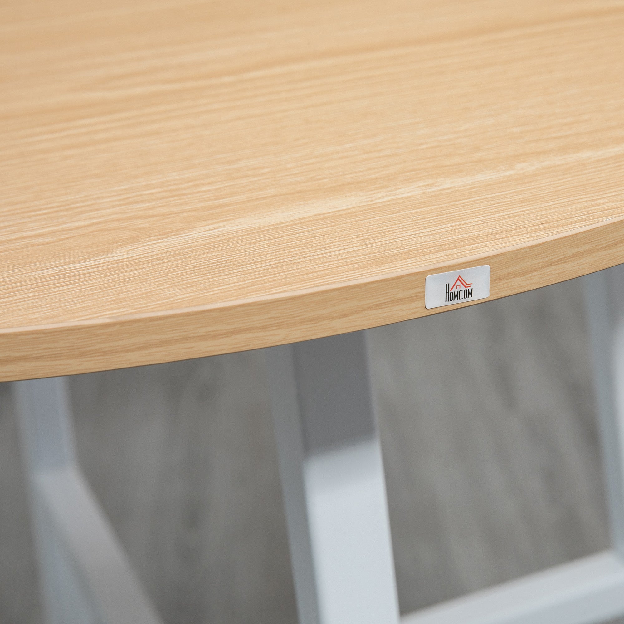 HOMCOM Esstisch, industrieller Stil, abgerundetes Design, stabil bis 60 kg, Ø80 x 76H cm, Naturholz/Weiß