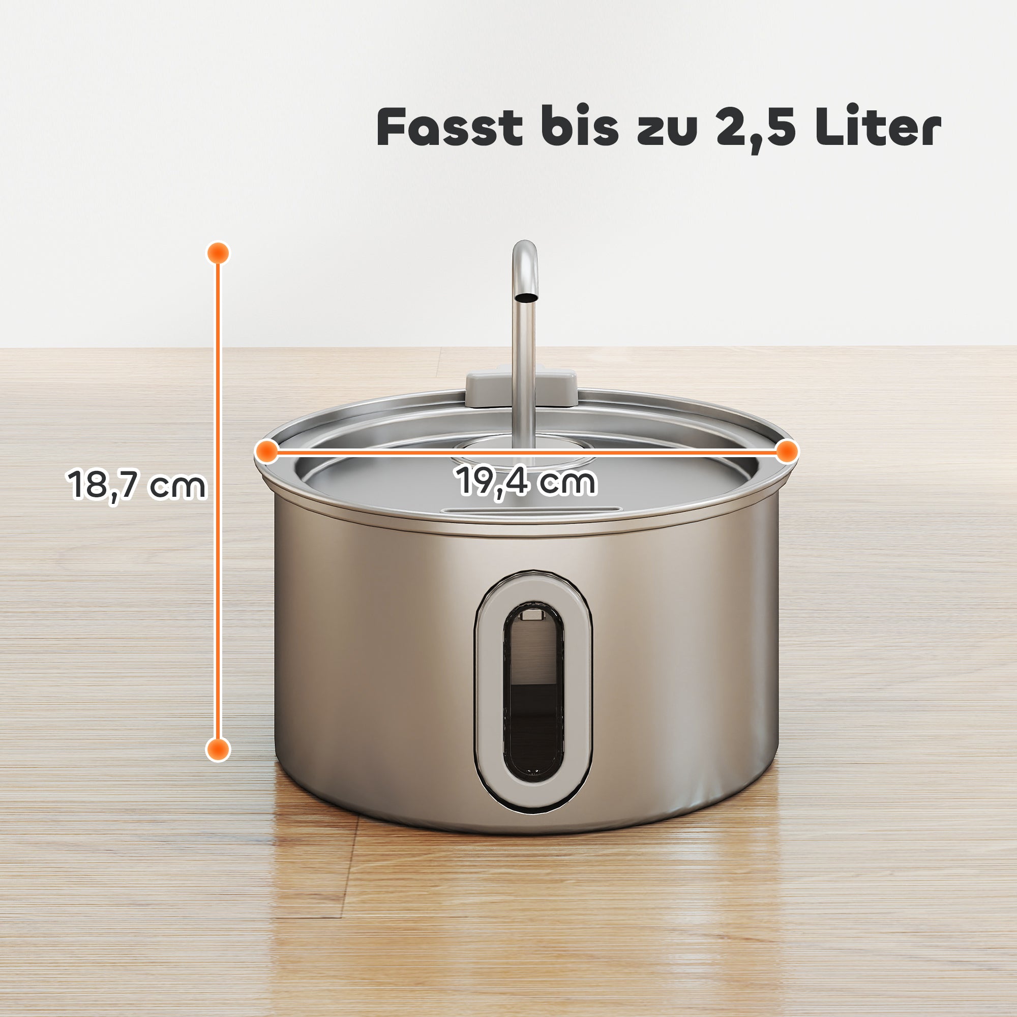 PawHut Katzenbrunnen 2,5L Trinkbrunnen für Katzen mit leiser Pumpe LED Aktivkohlefilter 19,4 x 19,4 x 18,7 cm
