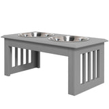 PawHut Hunde-Futterstation, 2 Edelstahlnäpfe, rutschfest, 58,4x30,5x25,4cm, Grau