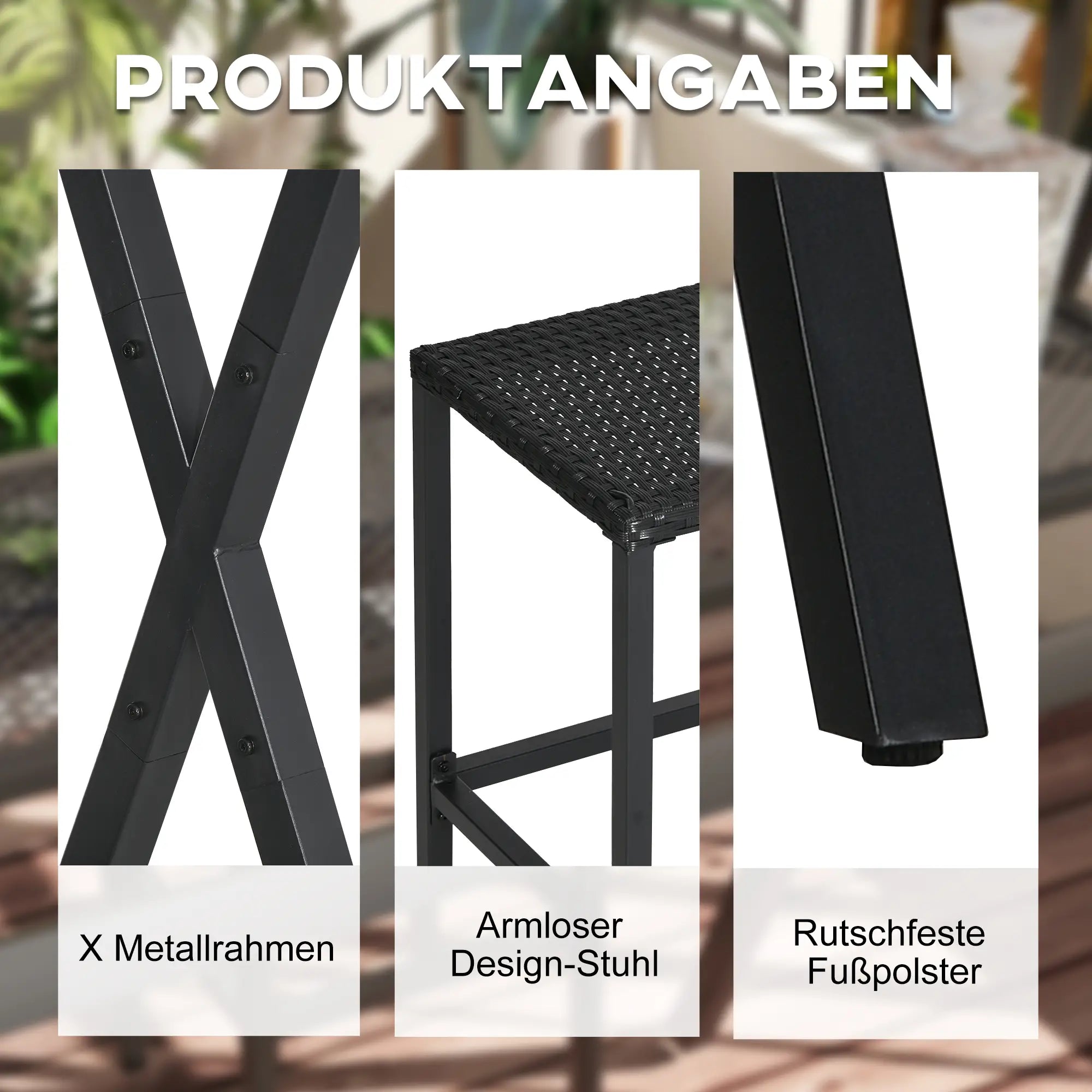 Outsunny Gartenbar-Set mit Dach & 4 Barhockern