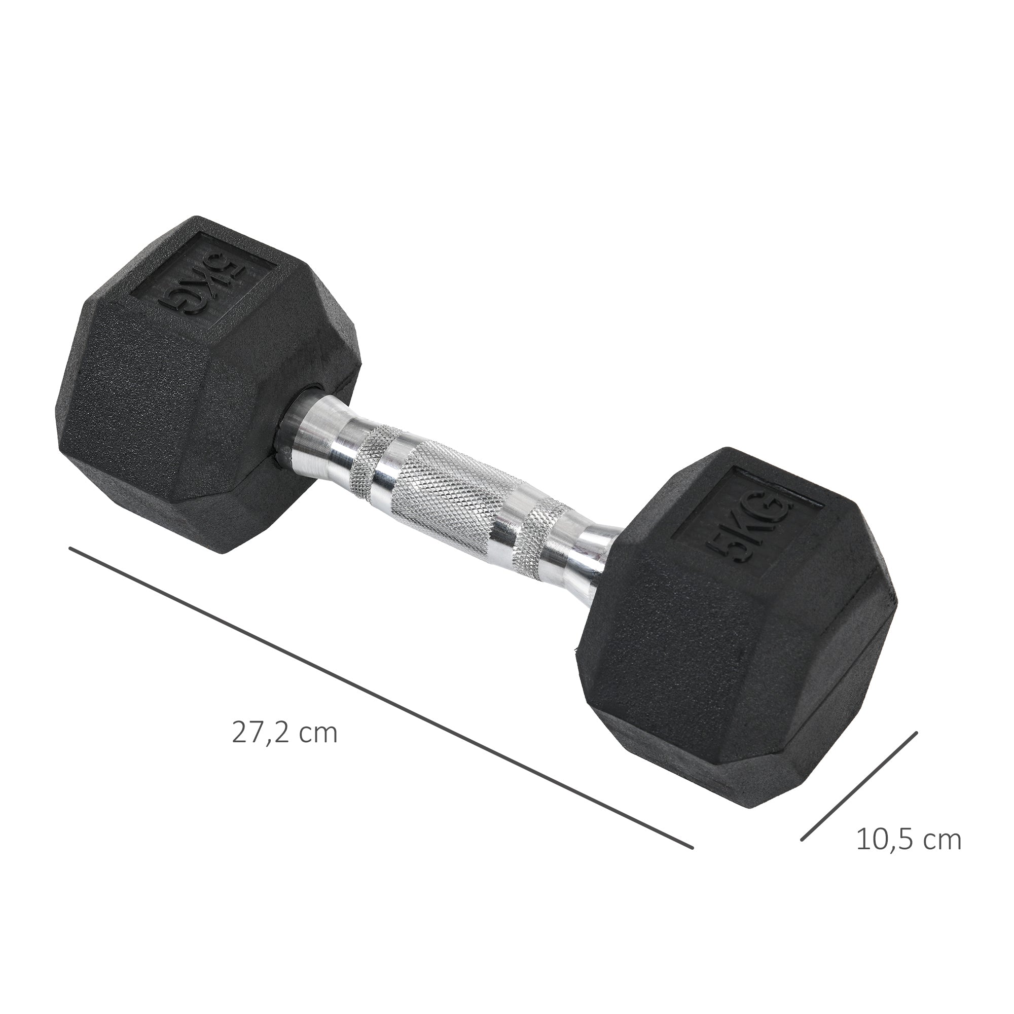 HOMCOM Hantelset, 2er Set Hanteln mit gerändeltem Griff, Kurzhantelset aus Gusseisen, 2 x 5 kg, Kurzhanteln für Männer und Frauen, Dumbbell Set für Zuhause, Fitnessstudio, Krafttraining