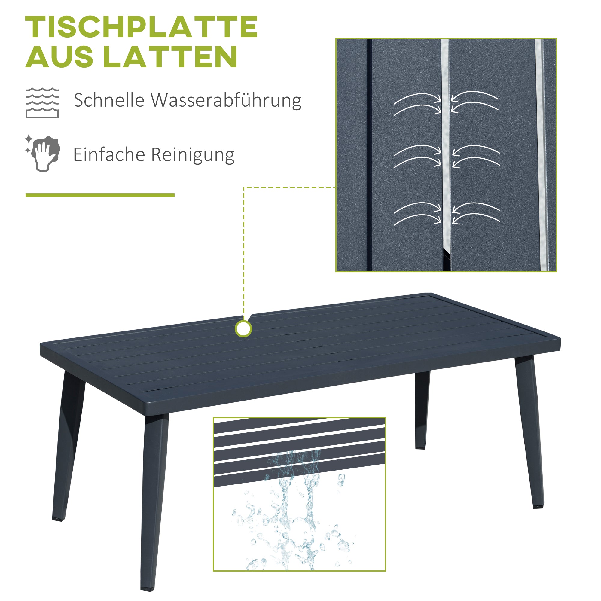Outsunny Gartenmöbelset für 4 Personen Sofa Sessel Beistelltisch Polyrattan Alu Grau