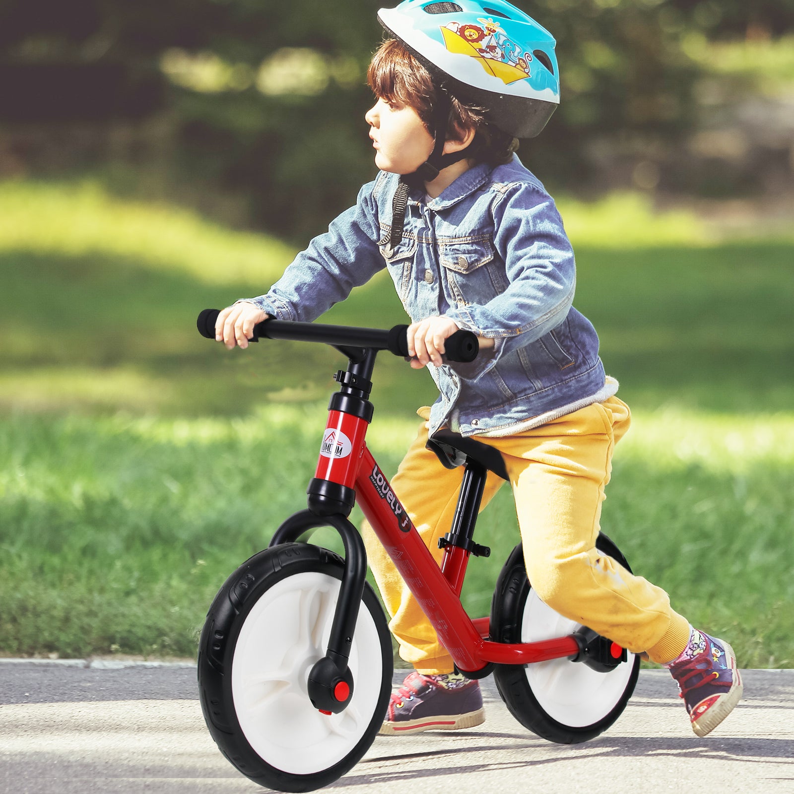 HOMCOM Kinder Laufrad, Lauflernrad, Kinderfahrrad, 2-in-1, Kinderrad mit Stützrädern und Pedalen, 2-5 Jahre, Sitzhöhenverstellbar, PP, Rot, 85 x B36 x H54 cm