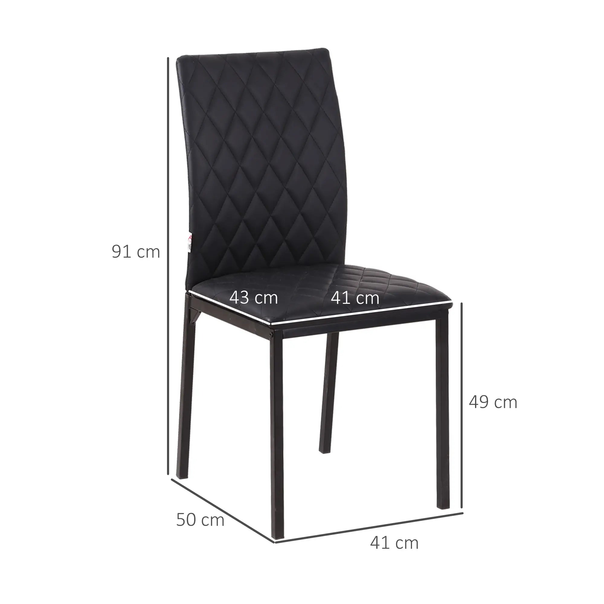 HOMCOM HOCMOM 4er-Set Stühle Esszimmerstühle Küchenstühle 41 cm x 50 cm x 91 cm, Schwarz