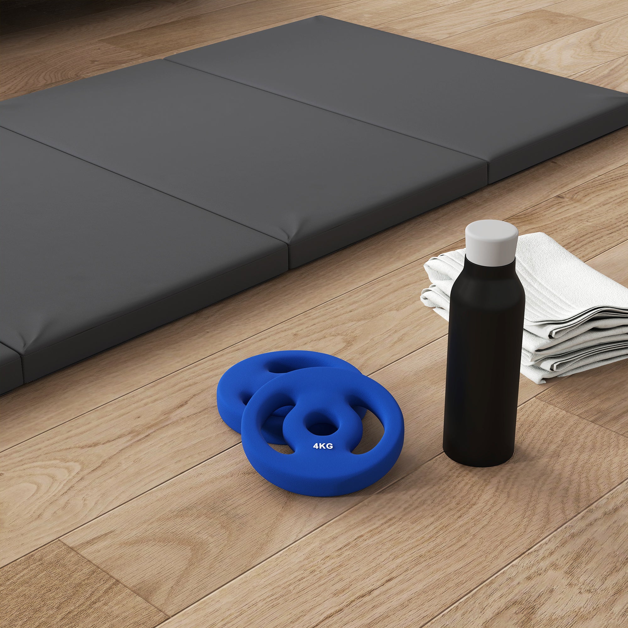 SPORTNOW 2 x 4 kg Gewichtsplatten mit praktischen Handgriffen, Gewichts-Set für Home-Gym, Fitnessstudio, Stärke-Training, Blau