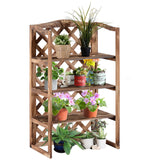 Outsunny Blumenständer Blumenregal Pflanzregal Blumenbank 3 Etagen Tannenholz (Modell8), 75cm x 38cm x 120cm