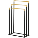 HOMCOM Handtuschständer aus Bambus. 3-teiliges Design, 3 Handtuchstangen 48 cm x 25,8 cm x 94 cm, Natur + Weiß, 48cm x 25,8cm x 94cm