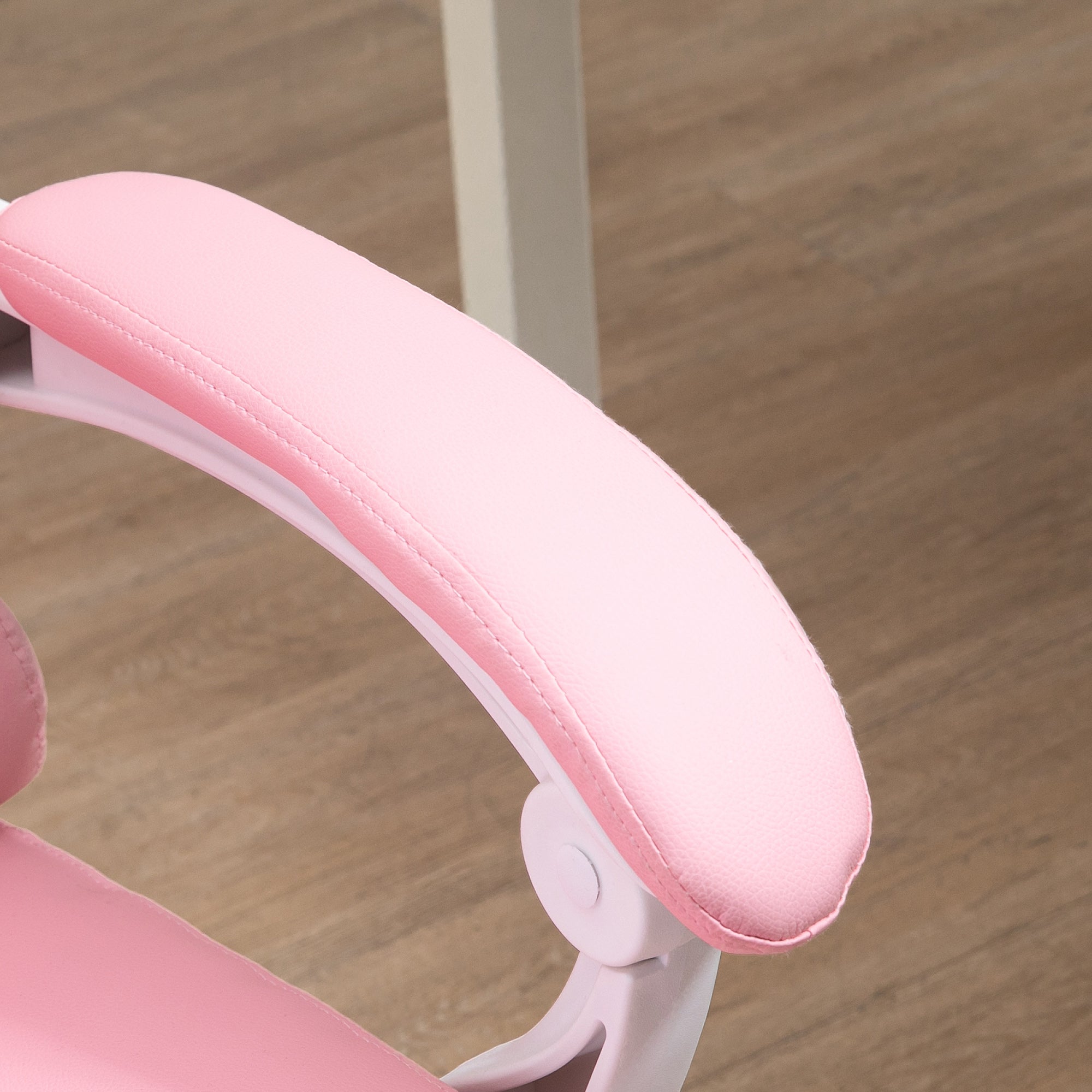 Vinsetto Bürostuhl mit Fußstütze, verstellbare Rückenlehne, höhenverstellbar, 5 Rollen, Rosa + Weiß