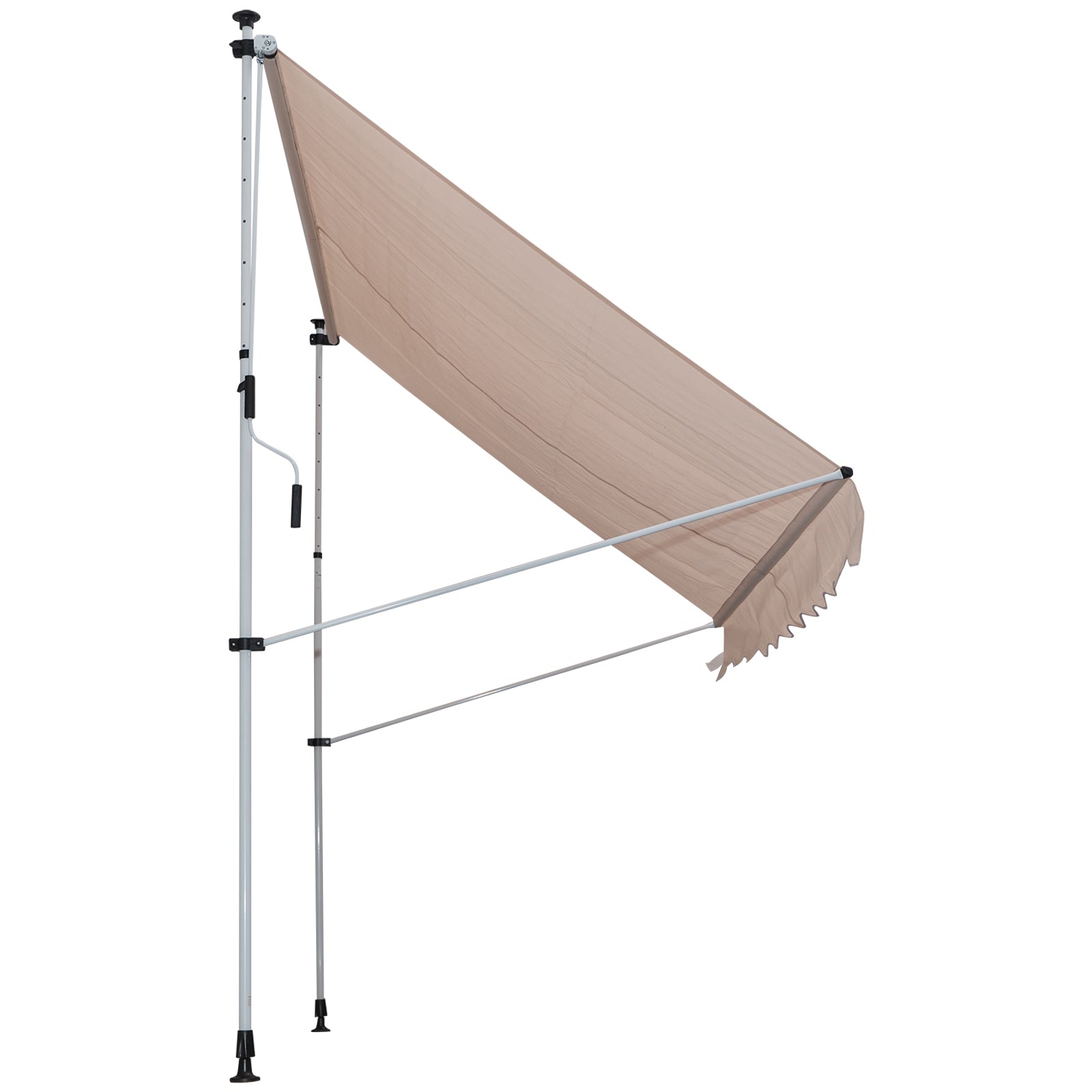 Outsunny Klemmmarkise mit Handkurbel höhenverstellbar Gelenkarmmarkise schmutzabweisend, witterungsbeständig Balkonmarkise 150cm breit Terrassenmarkise für Terrasse Balkon Veranda Cremeweiß