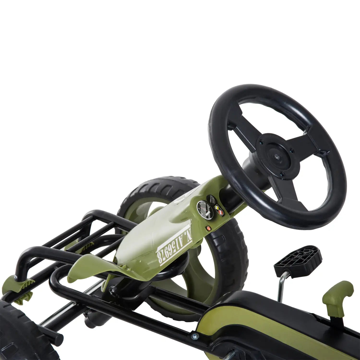 HOMCOM Go Kart Tretauto Tretfahrzeug mit Handbremse Kinderfahrzeug Kettcar Tretfahrzeug mit Verstellbarem Sitz ab 3 Jahren Grün 105 x 54 x 61cm