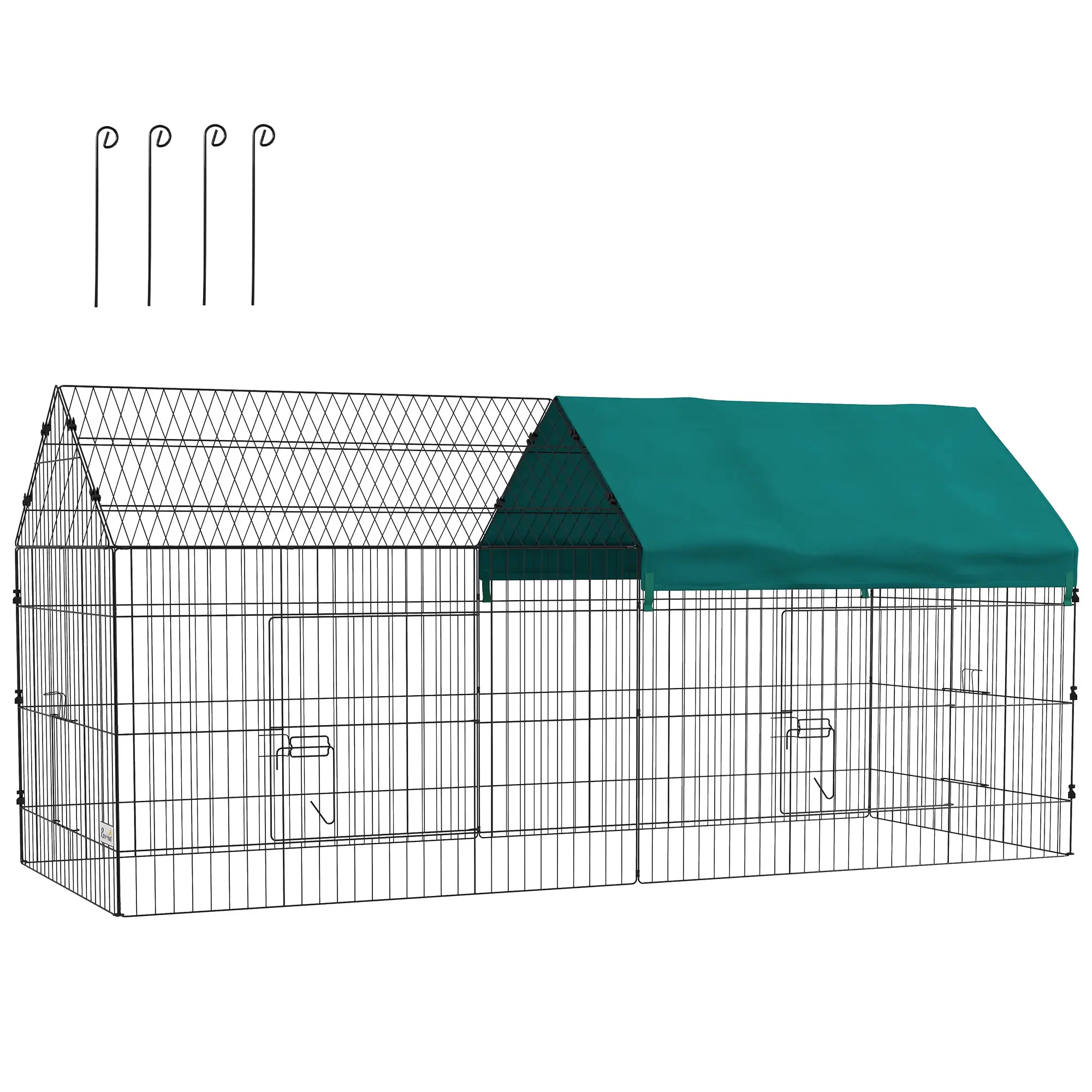 PawHut Kleintiergehege Outdoor mit Abdeckung und 4 Türen