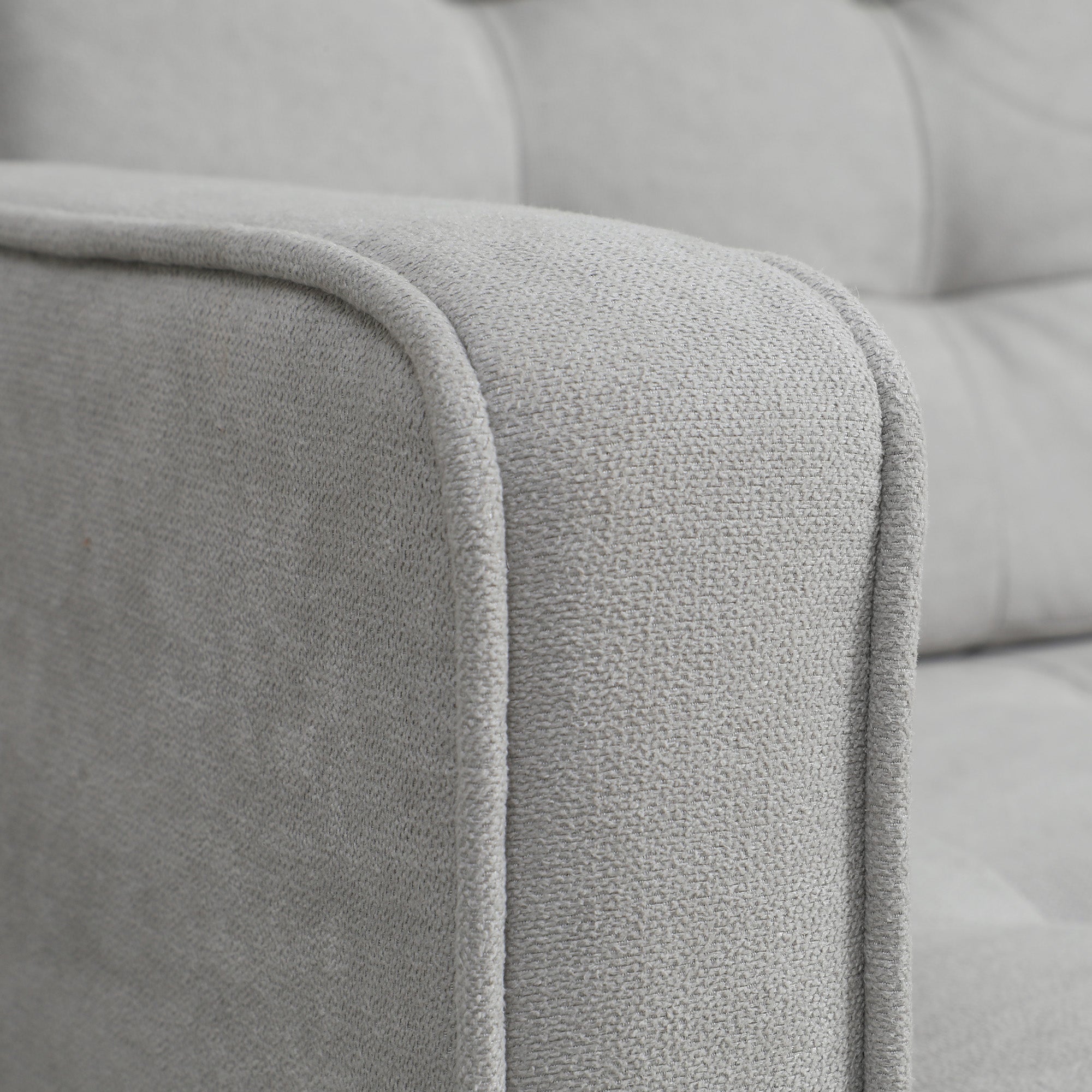 HOMCOM Zweisitzer-Sofa mit Stauraum, Knopfheftung, Kissen, Kautschukbaumholz, 117x62x78cm, Hellgrau