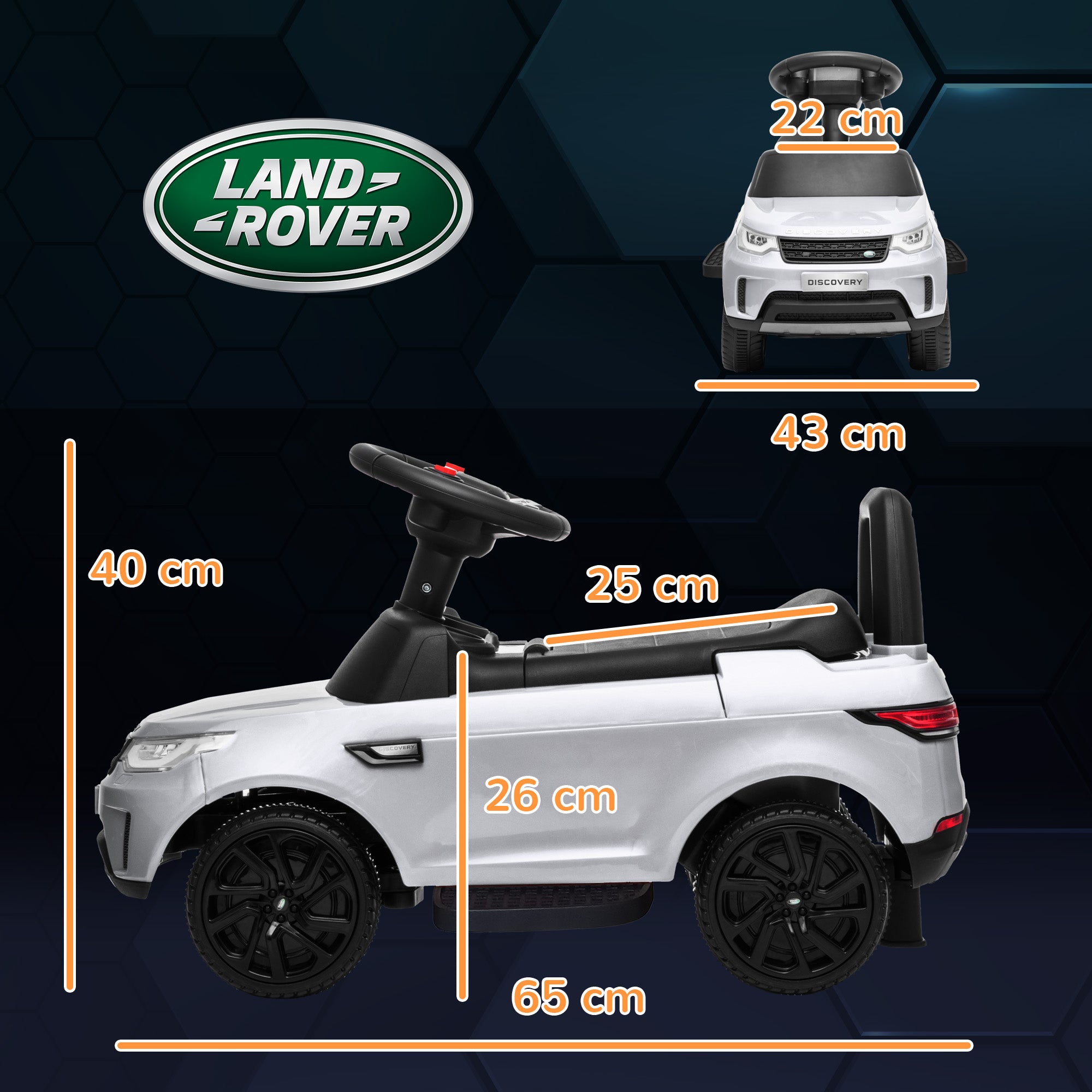 AIYAPLAY Elektro Kinderauto 6V, Land Rover, Fahr-/Schiebemodus, Scheinwerfer, Musik, Weiß