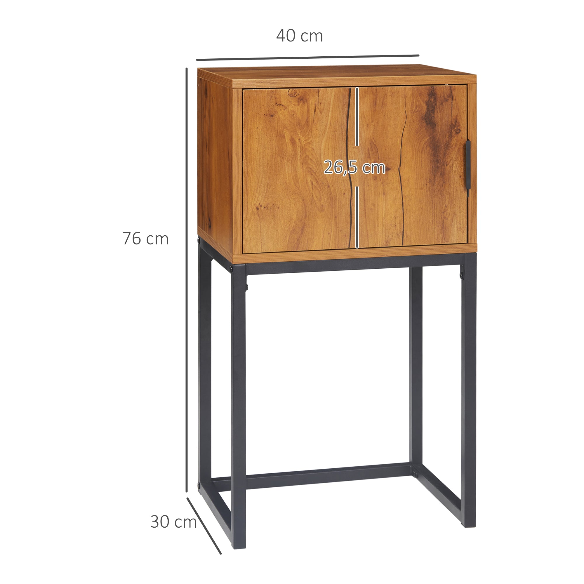 HOMCOM Konsolentisch im Industiriedesign, Beistelltisch, Sideboard, 1 Schrank, Braun + Schwarz