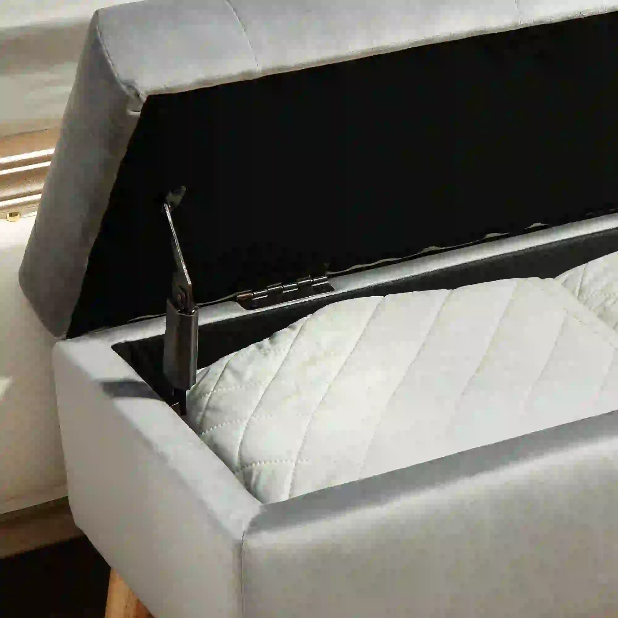 HOMCOM Polsterbank mit Stauraum, Stoffbezug in Samtoptik, Holzbeine, für Wohnzimmer, Schlafzimmer, Flur, 80 x 35 x 40 cm, Grau