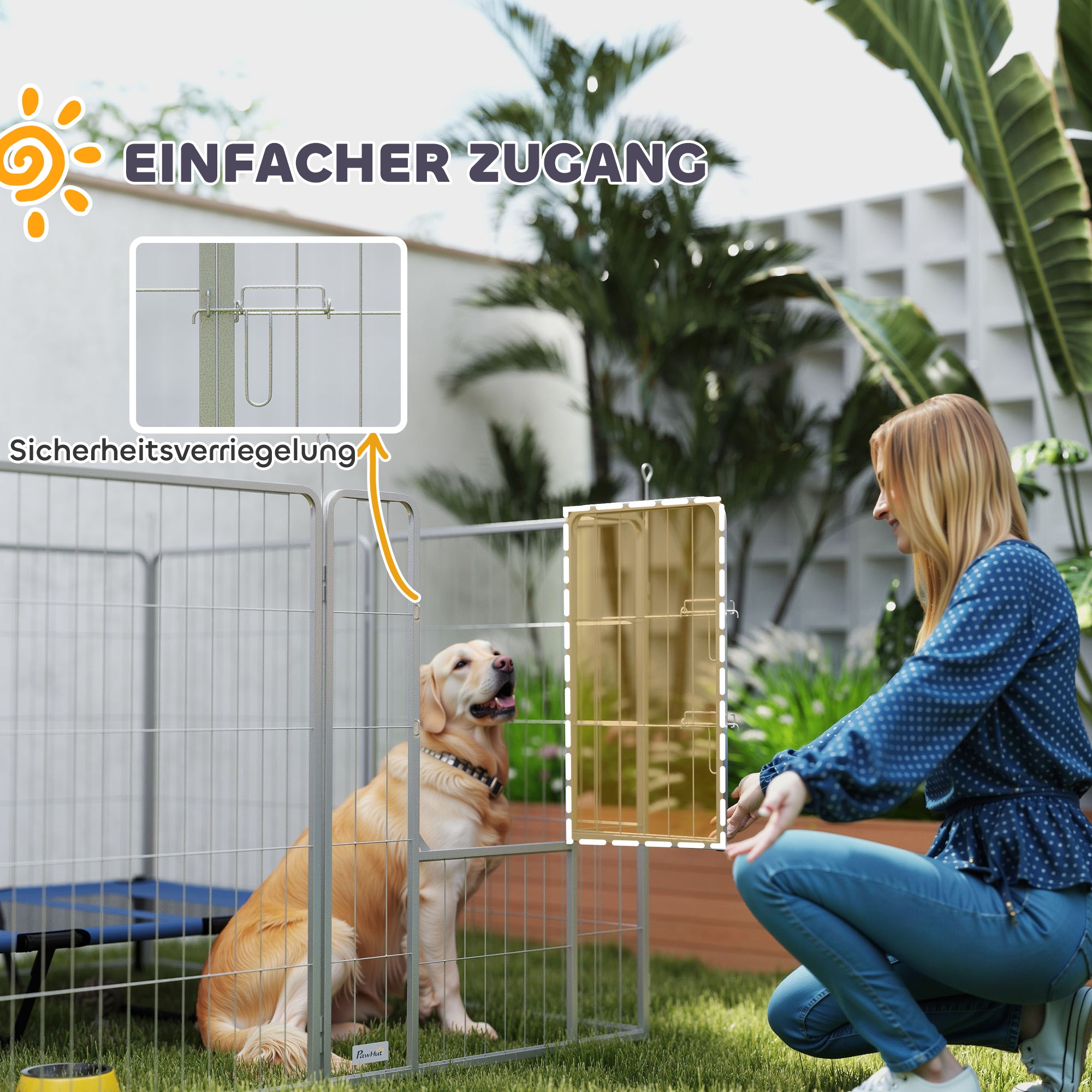 PawHut Haustiergehege, Hundezaun, Haustierspielplatz, flexibel anpassbar, rostfreier Stahl