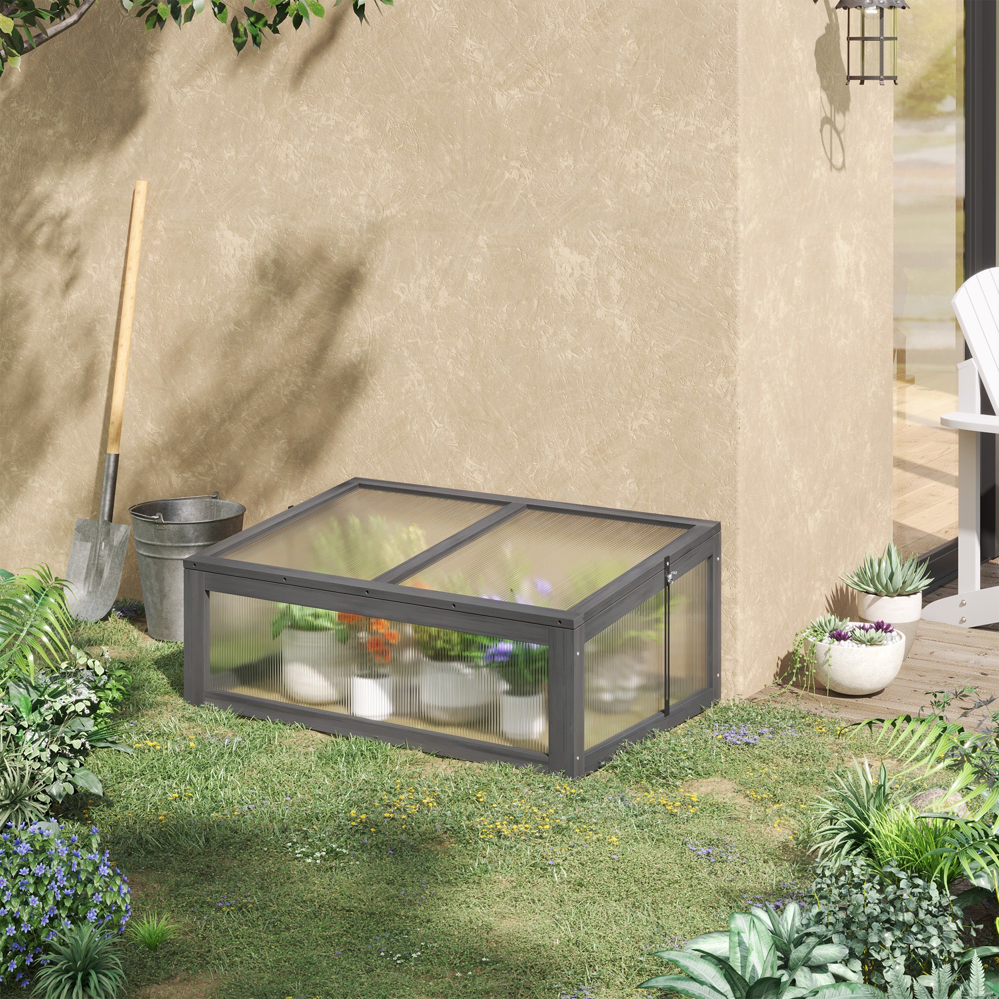 Outsunny Mini-Gewächshaus, Kleines Gewächshaus für den Garten, mit PC-Platten, Gute Lichtdurchlässigkeit, 100L x 65B x 40H cm