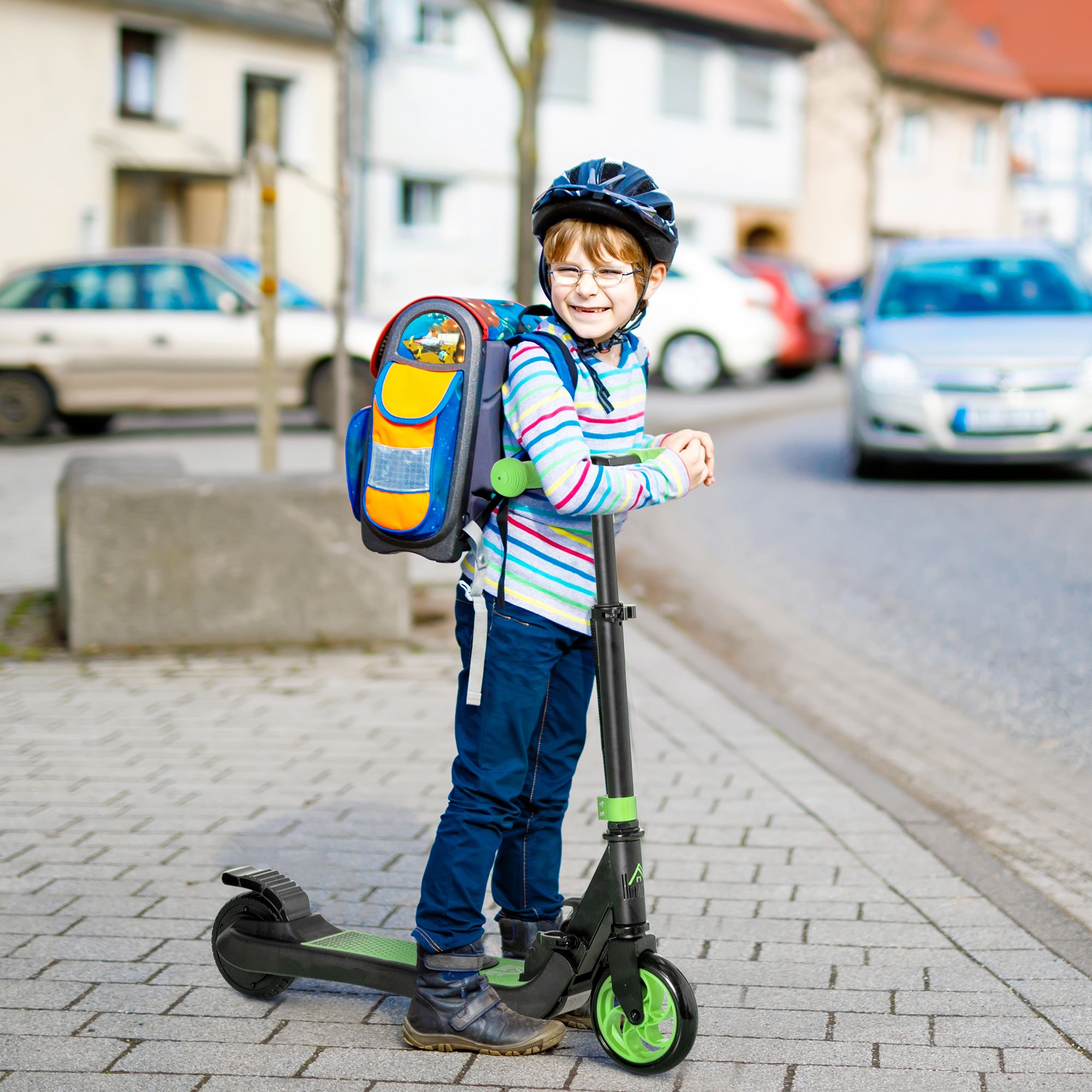 HOMCOM E-Scooter Elektro Scooter 120W Motor 6 km Reichweite max. 8 km/h Elektroroller ab 6 Jahren Grün+Weiß