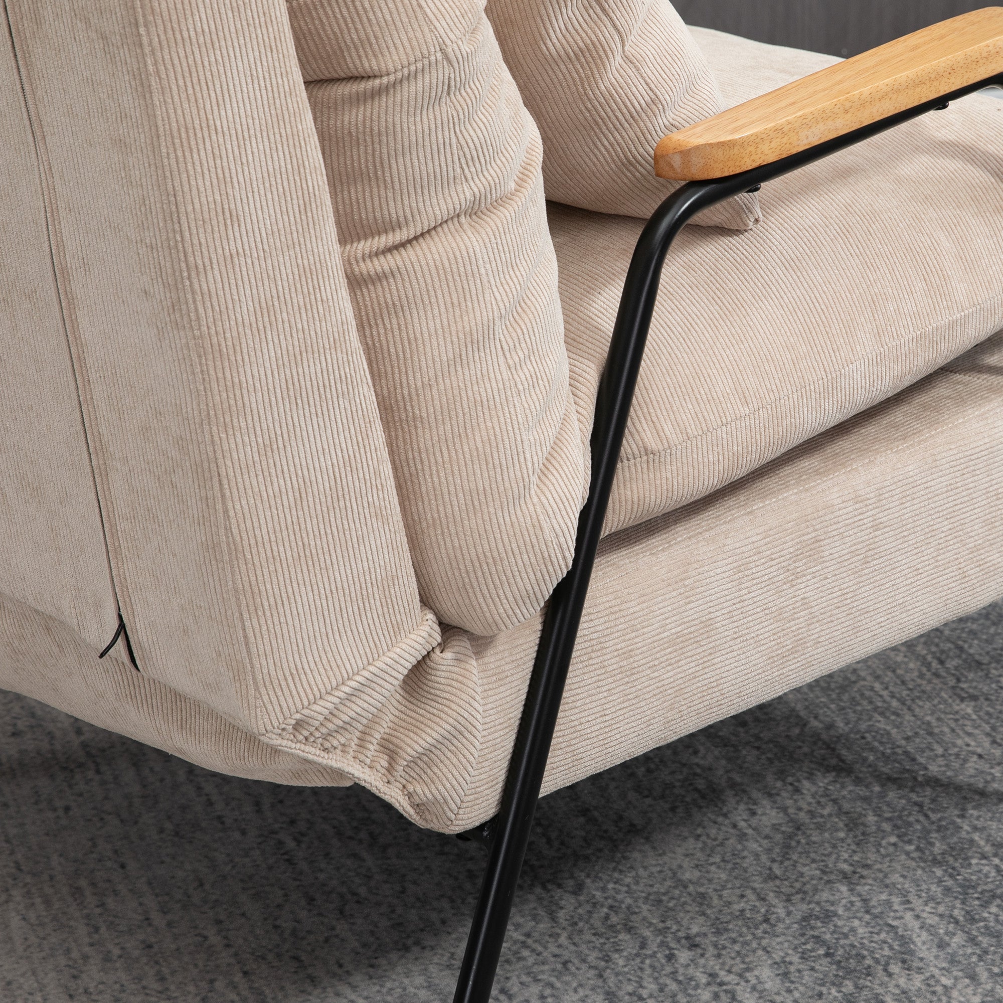 HOMCOM Polstersessel mit Hocker, Relaxsessel mit Liegefunktion, Polsterstuhl, Kissen, Fernsehsessel, 68 x 91,5 x 88 cm, Beige