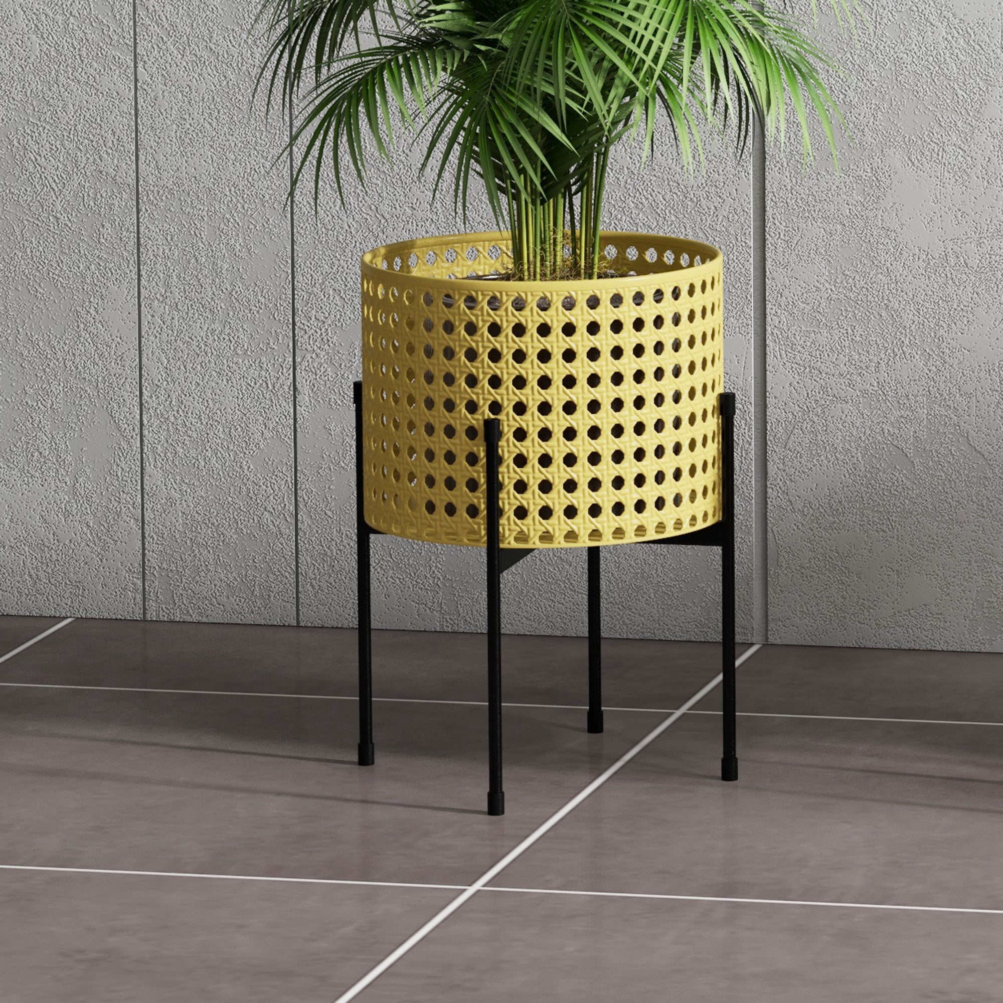 Outsunny Blumenständer, 3er-Set, rostfreies Metallgestell, In- und Outdoor, Schwarz/Gold