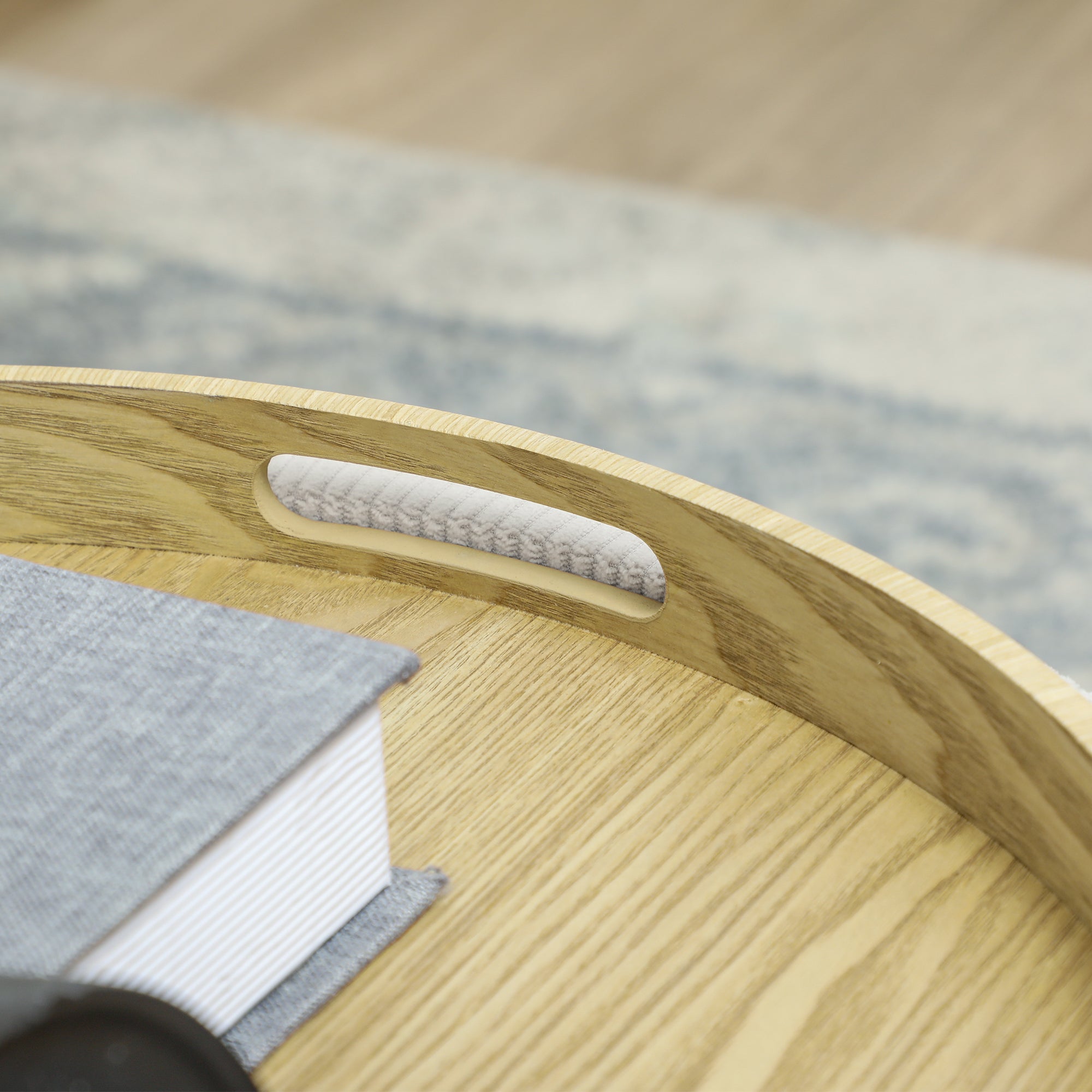 HOMCOM Aufbewahrungshocker mit Stauraum, rund, Fußstütze, Cordstoff, MDf, Cremeweiß