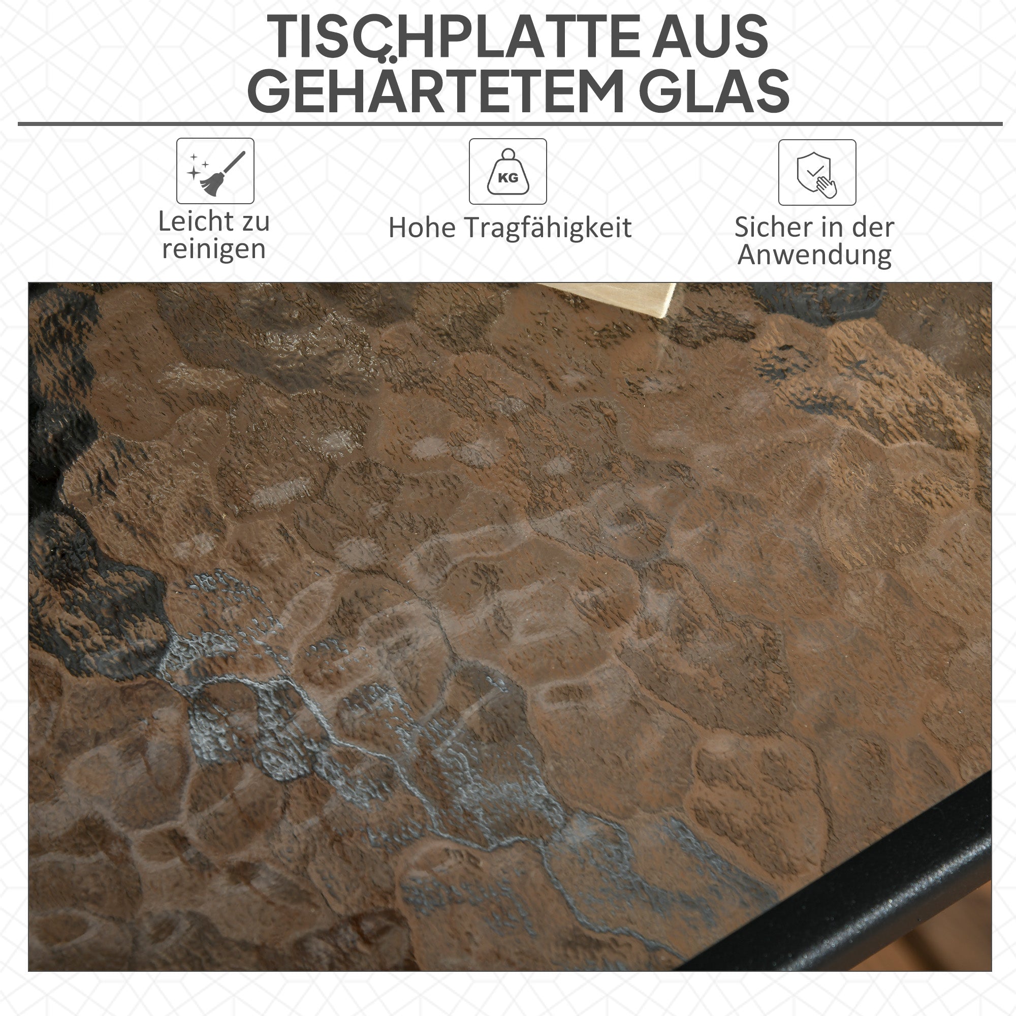 Outsunny Gartentisch Abnehmbar Metall 76x76 cm Wetterfest Balkontisch mit Schirmloch, rutschfest Schwarz