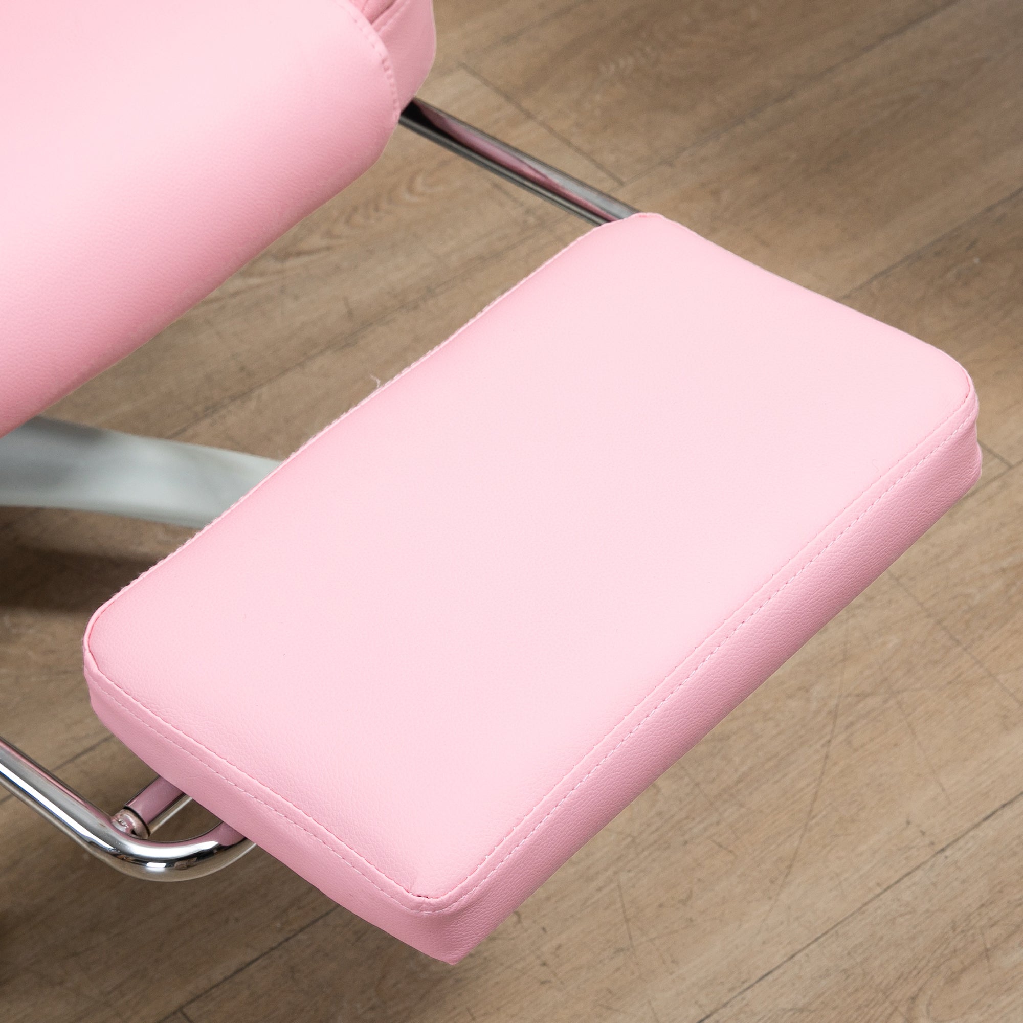 Vinsetto Bürostuhl mit Fußstütze, verstellbare Rückenlehne, höhenverstellbar, 5 Rollen, Rosa + Weiß