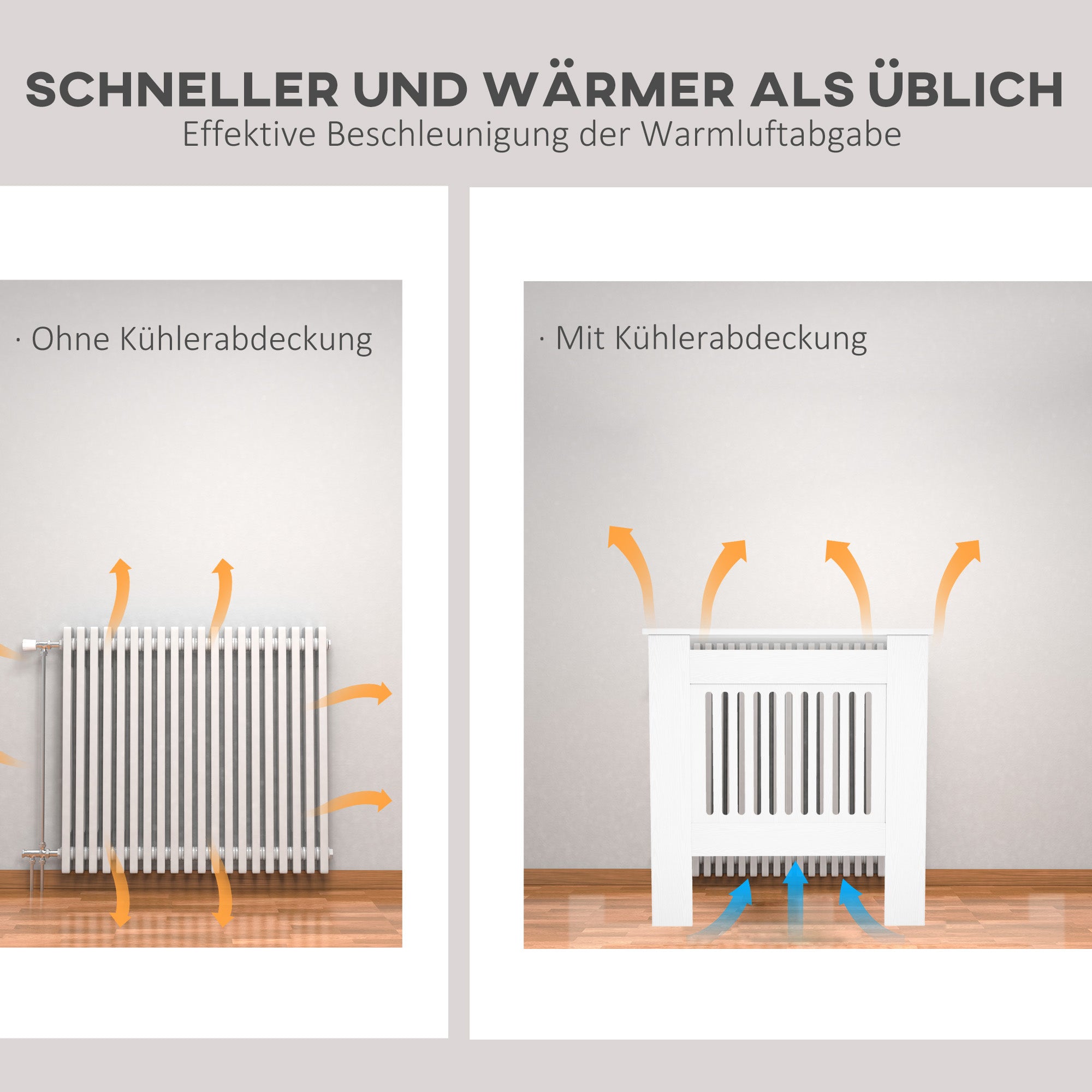 HOMCOM Heizkörperverkleidung, Heizungsabdeckung, 78 x 19 x 81cm, Heizkörper-Abdeckung für Schlafzimmer, Wohnzimmer, MDF, Weiß