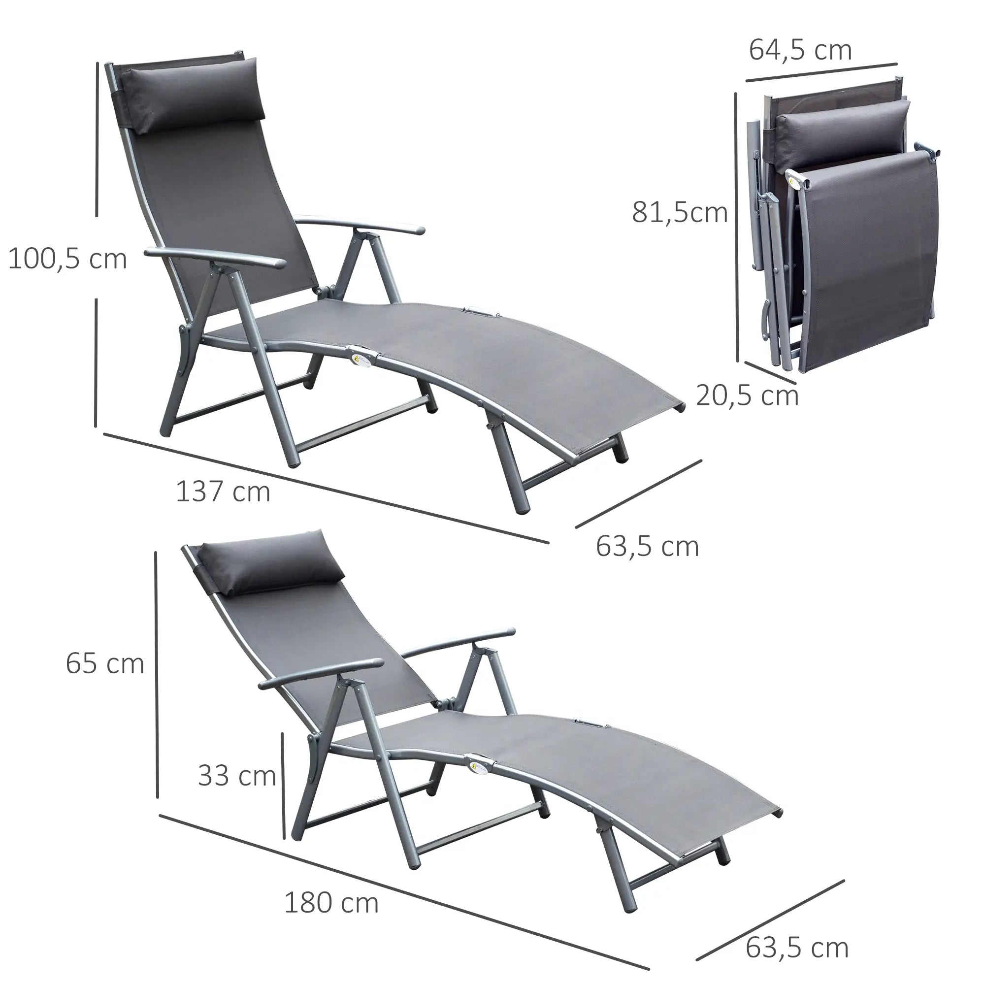 Outsunny Sonnenliege klappbar verstellbar mit Kissen Outdoor