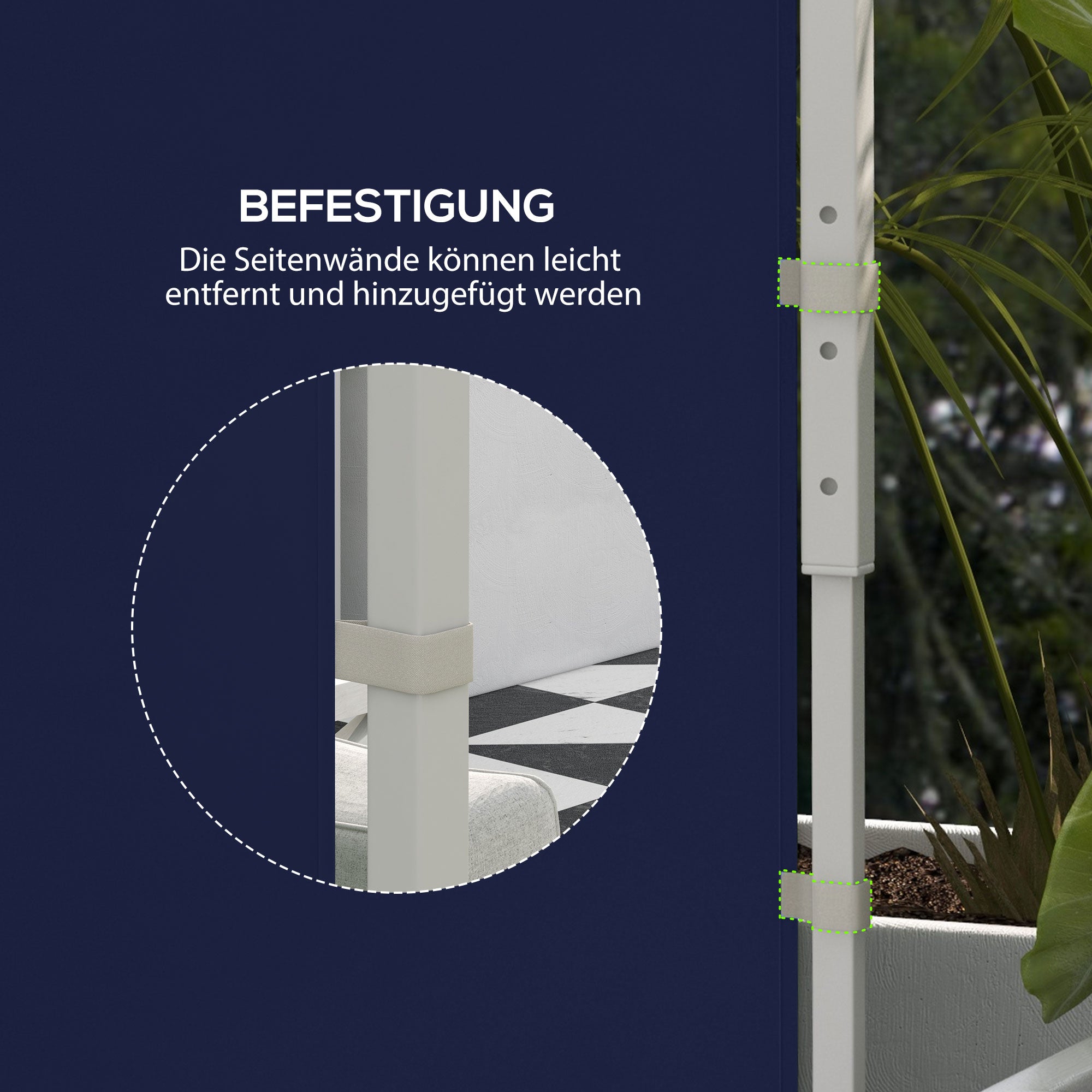 Outsunny Pavillon-Vorhänge, 2er-Set, für 3x6m oder 3x3m Gartenpavillons, mit Fenstern und Türen, Blau