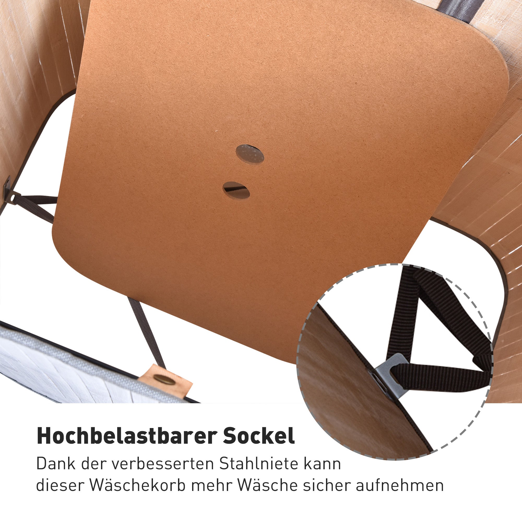 HOMCOM 100 L Wäschekorb aus Bambus, mit Deckel und herausnehmbarem Innenfutter, faltbarer Kleiderkorb, wasserabweisend, Grau