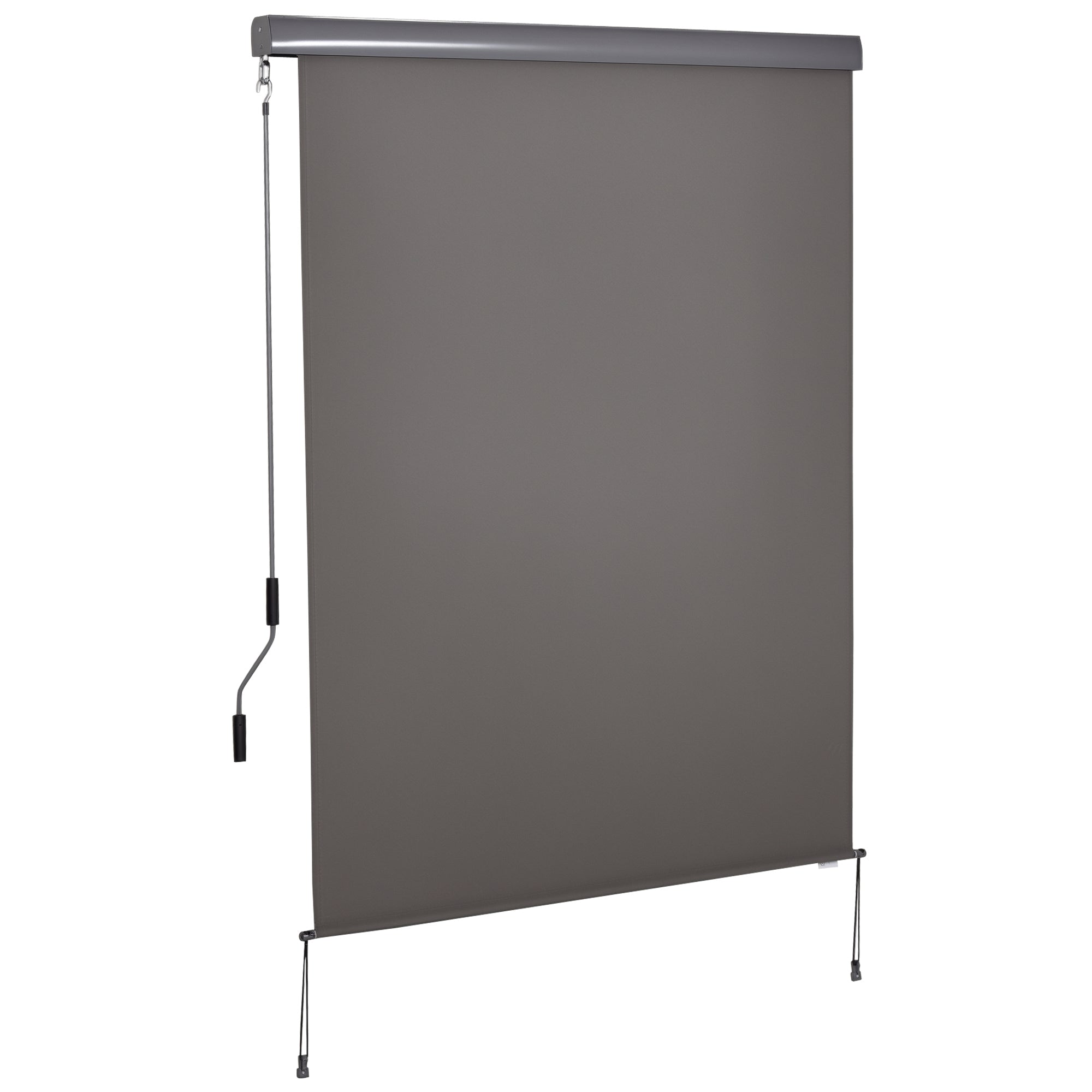 Outsunny Senkrechtmarkise Balkonmarkise Vertikalmarkise Windschutz Seitenrollo Sichtschutz mit Handkurbel Polyesterstoff+Aluminium Grau 250 x 140 cm