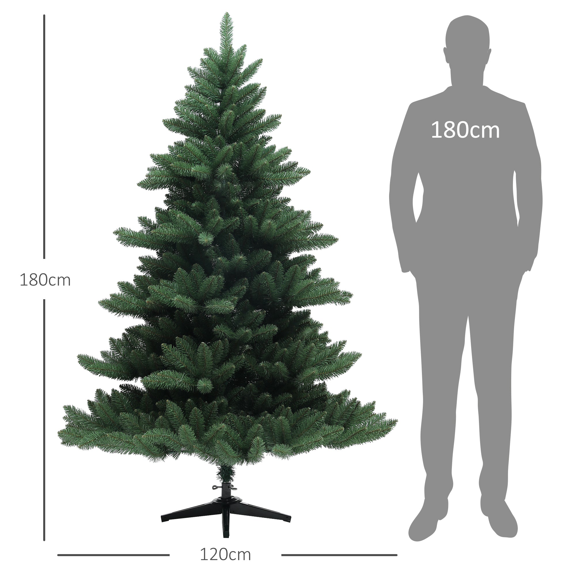 HOMCOM Weihnachtsbaum, Nordmanntanne, naturgetreu, breit & üppig, 180 x ?120 cm, Grün