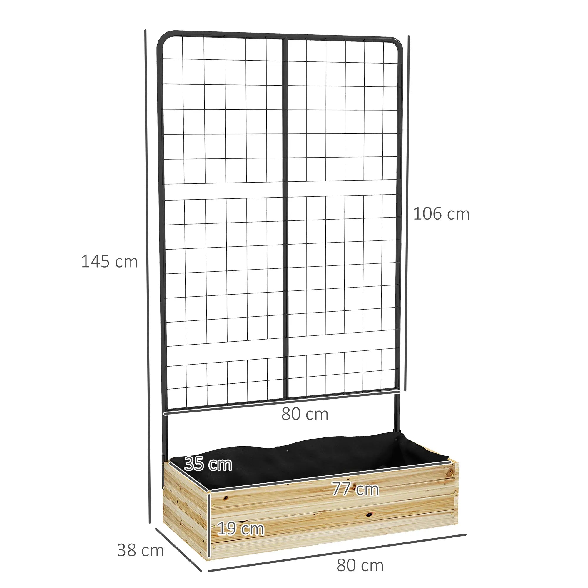 Outsunny Hochbeet mit Rankhilfe 80×38×145?cm